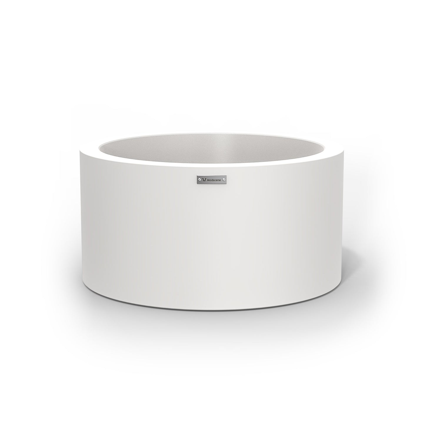 A cylinder shaped pot planter in white made by Modscene NZ.