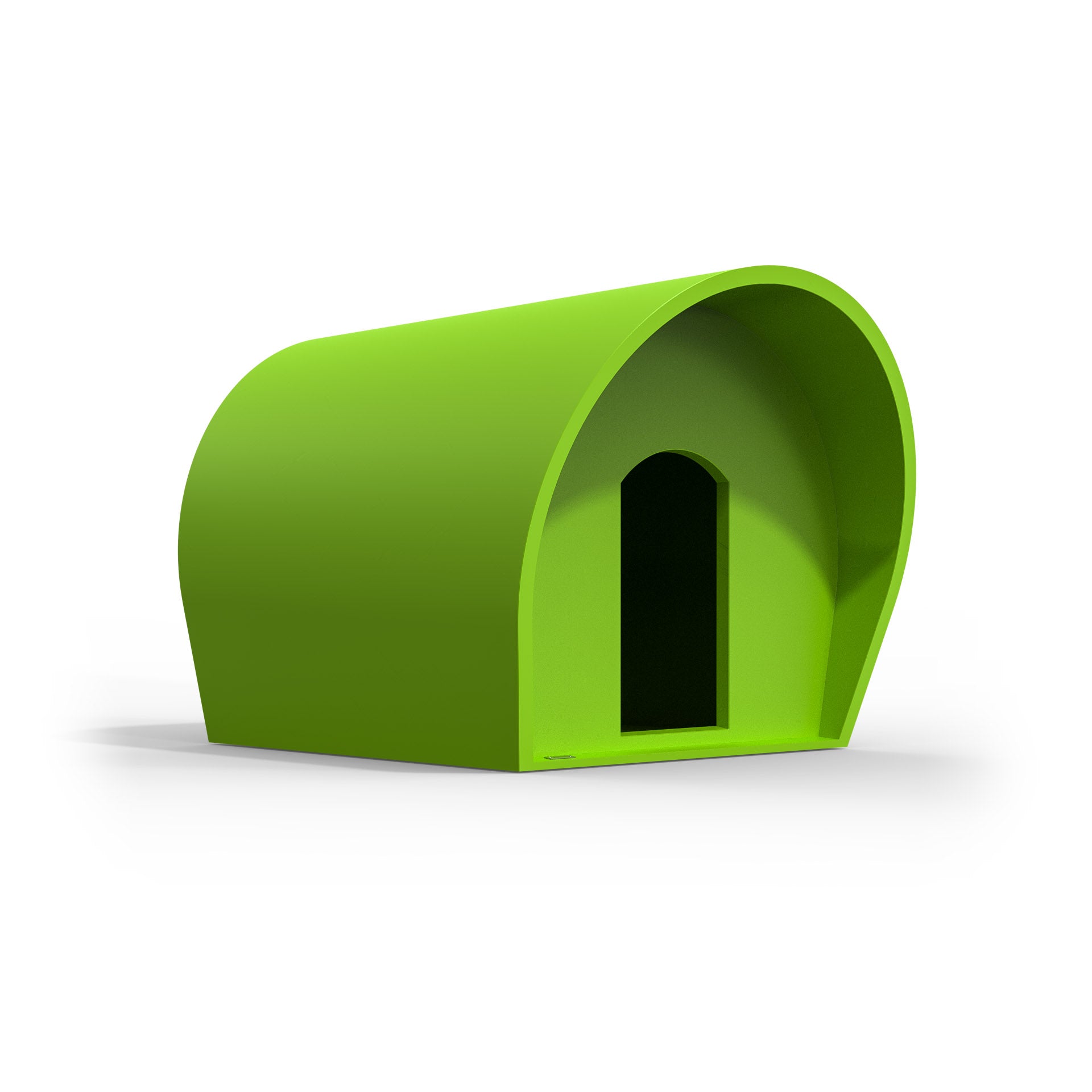 A green medium-sized dog kennel made by Modscene. NZ made dog kennels.