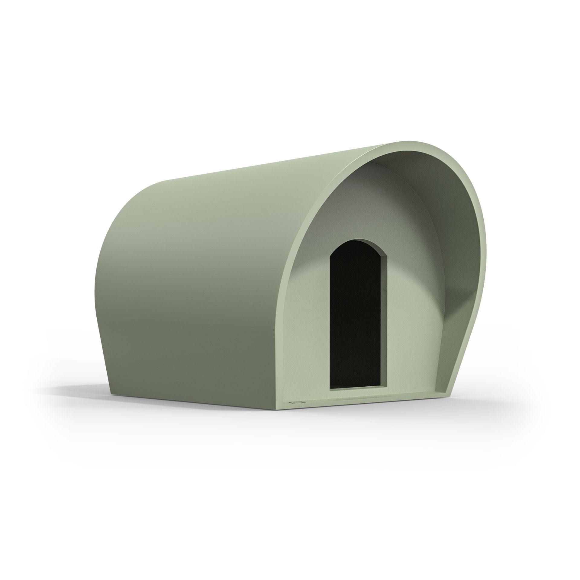A pastel green dog kennel made by Modscene. NZ made dog kennels.