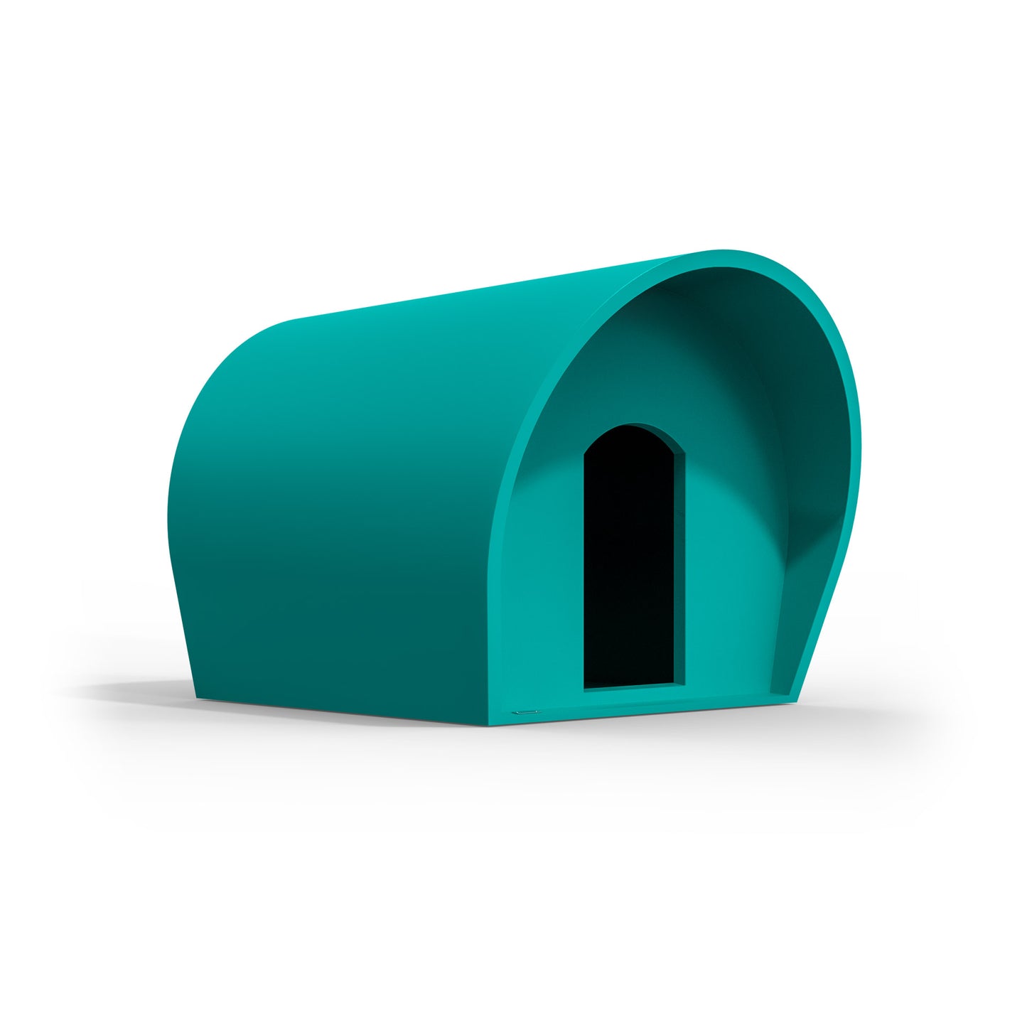 A medium-sized dog kennel in a teal blue colour. New Zealand made dog kennels.