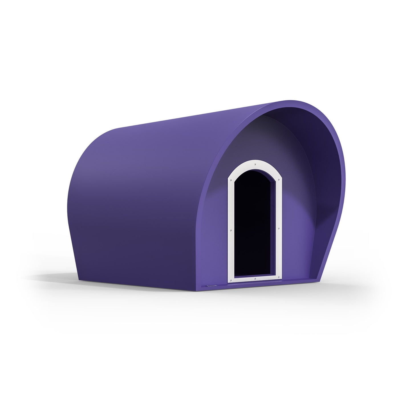 A large purple dog kennel made by Modscene in New Zealand.