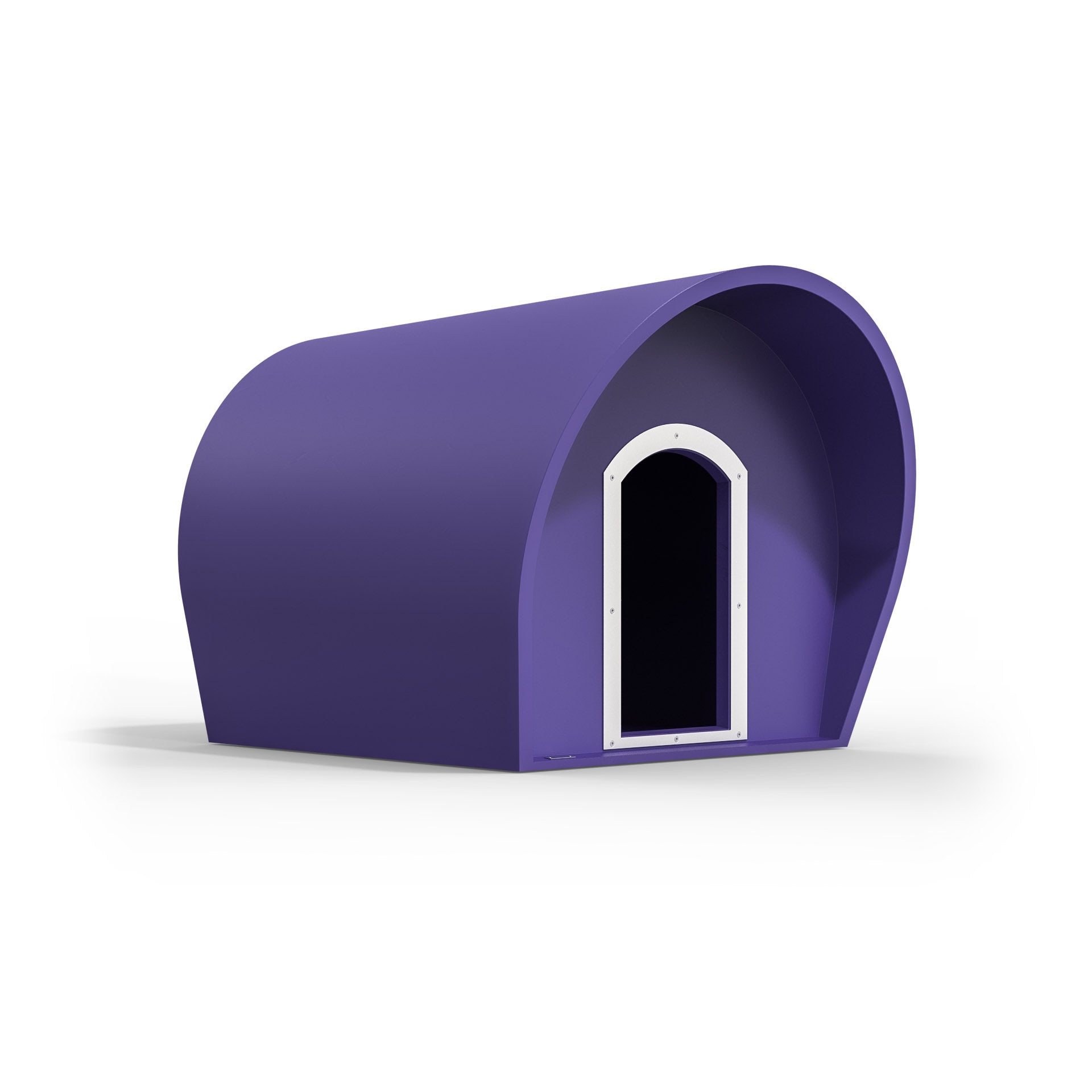 A large purple dog kennel made by Modscene in New Zealand.