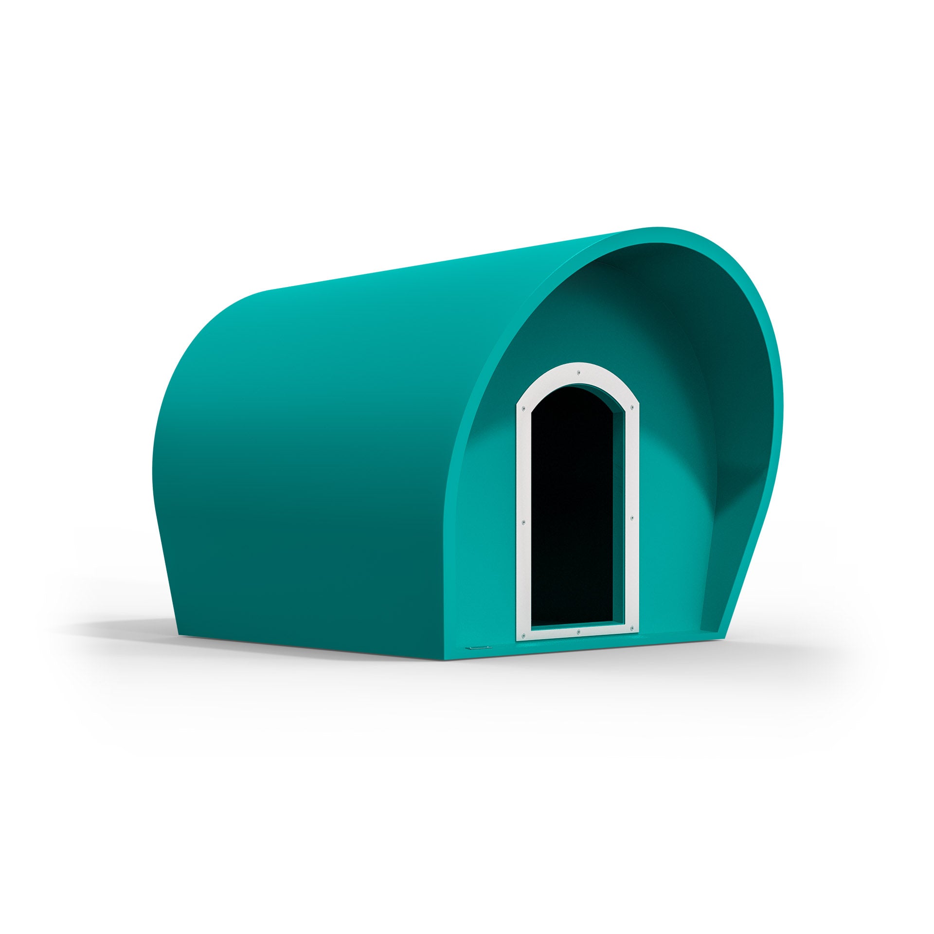 A large Modscene dog kennel in a teal blue colour. NZ made dog kennels.