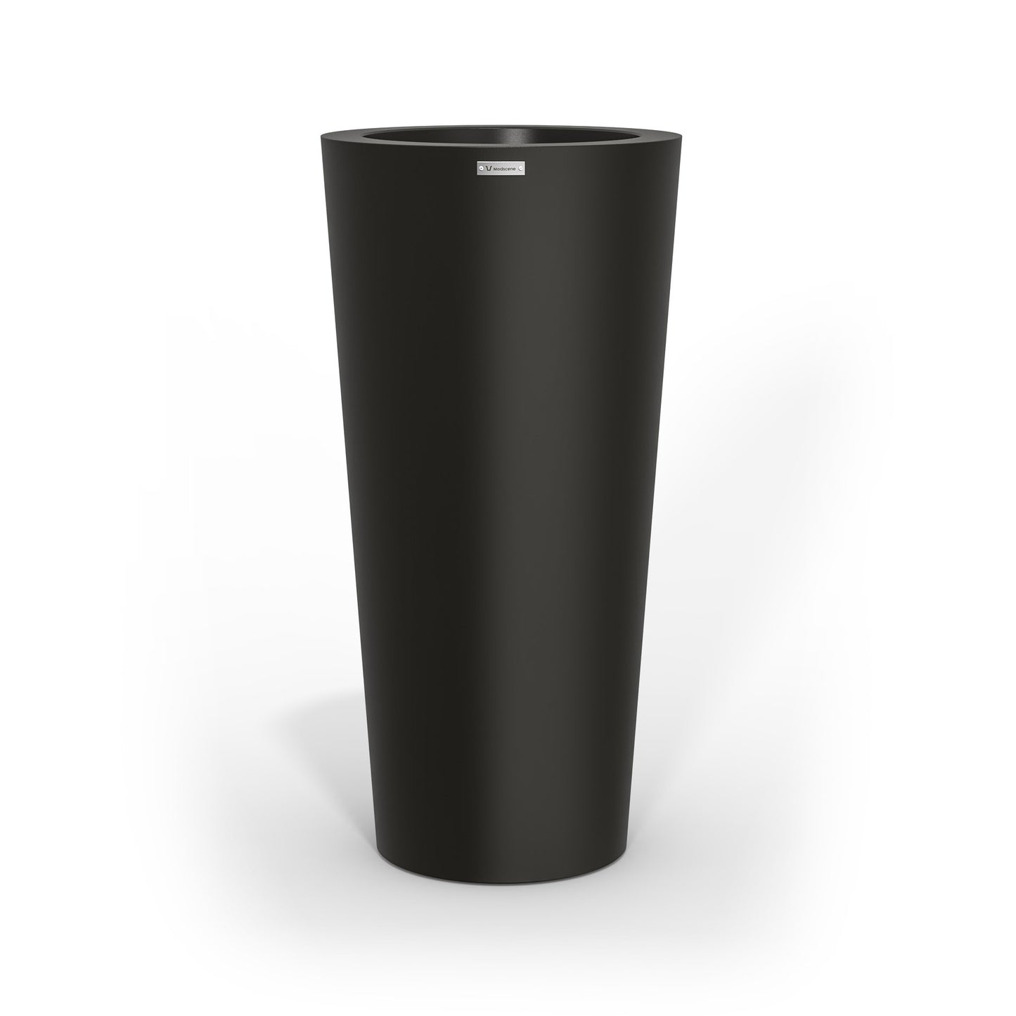 A tall black planter pot made by Modscene NZ.