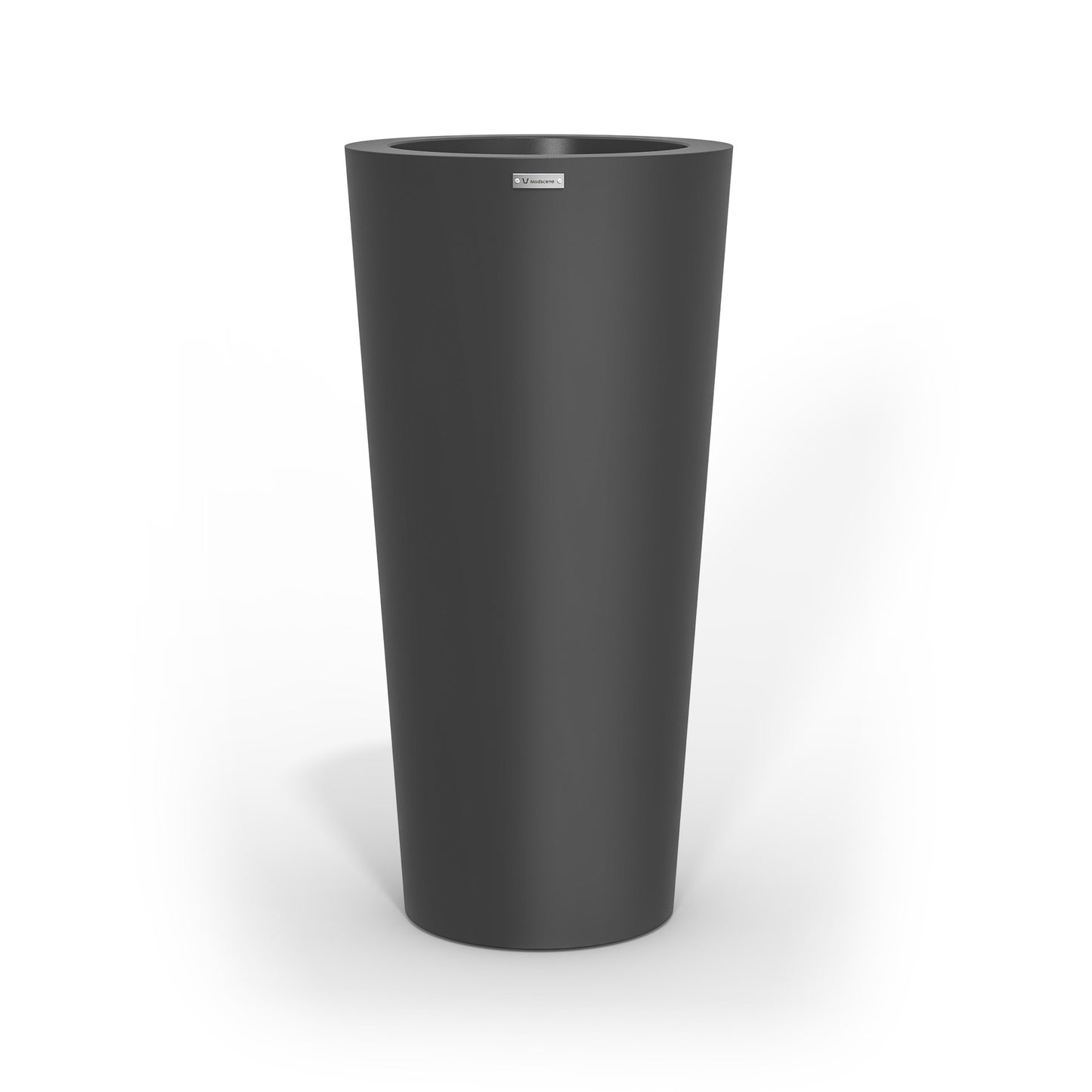 A tall Modscene planter pot in a dark grey colour. NZ made.