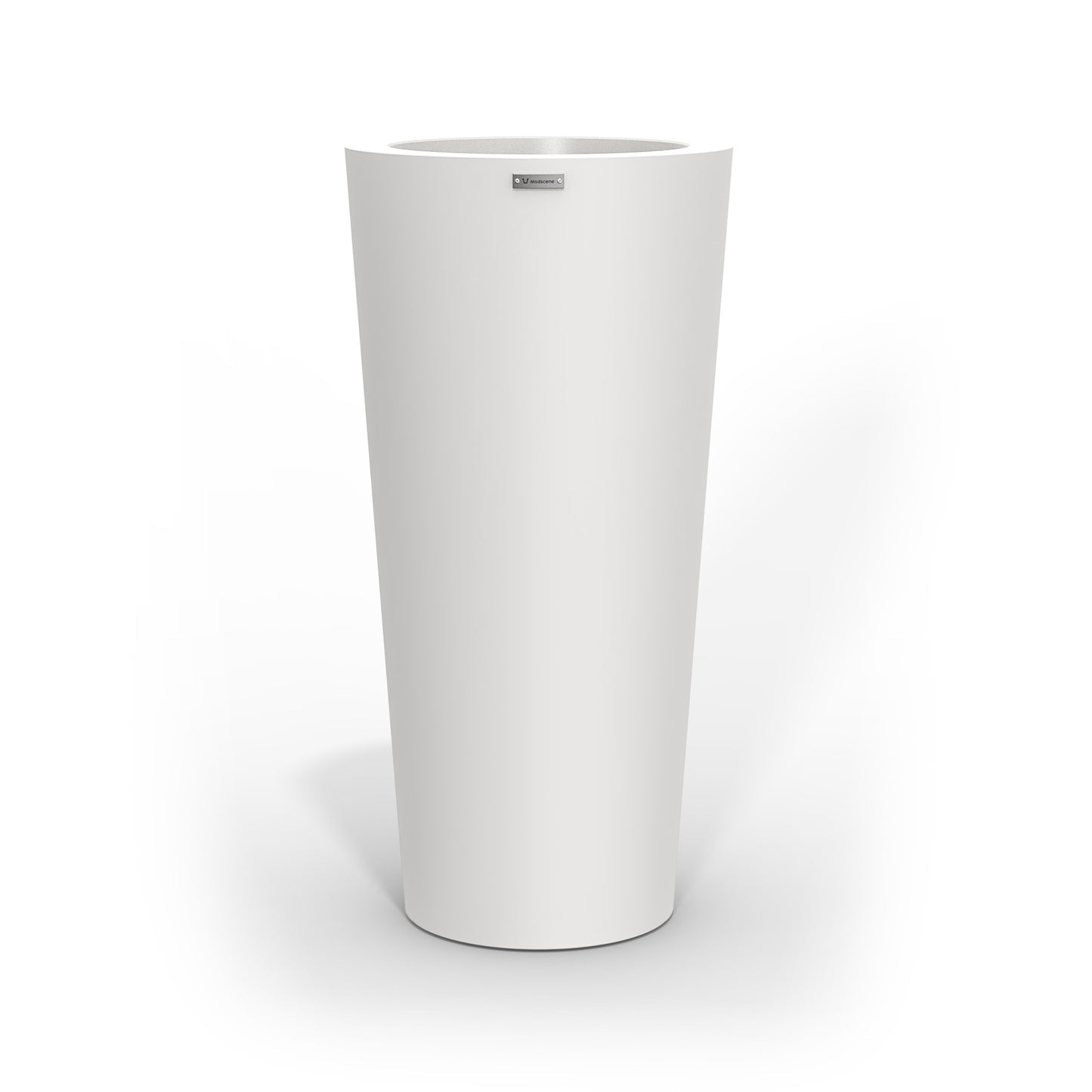 A tall white planter pot made by Modscene NZ.