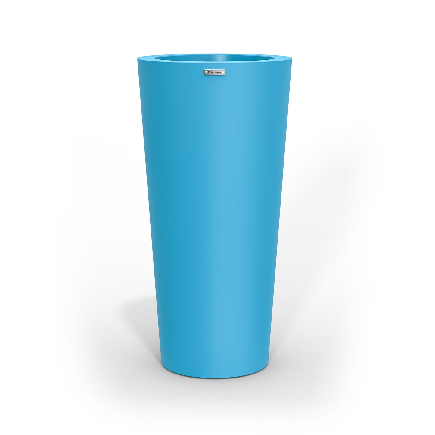 A tall blue planter pot made by Modscene New Zealand.
