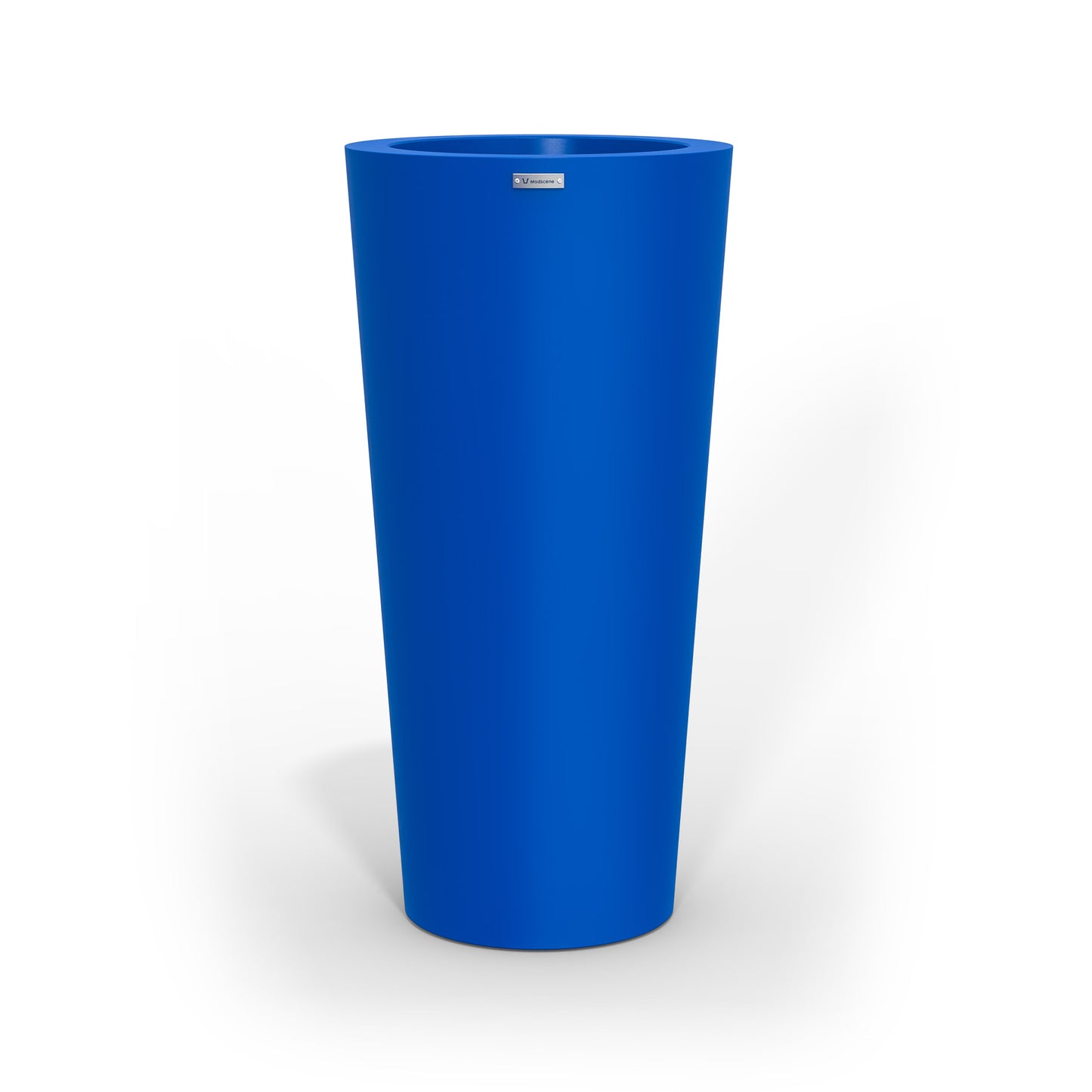 A tall Modscene planter pot in a deep blue colour. NZ made.