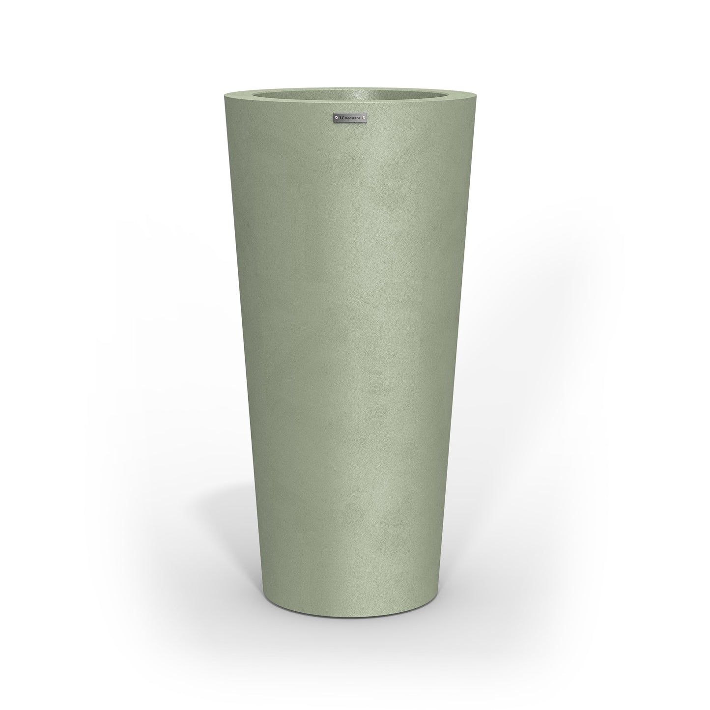 A tall Modscene planter pot in a pastel green colour. NZ made.