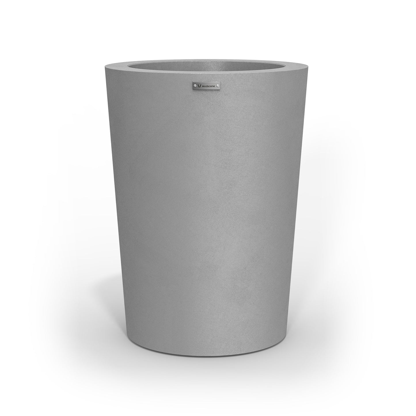 A modern style planter pot in a concrete grey colour. Made by Modscene NZ.