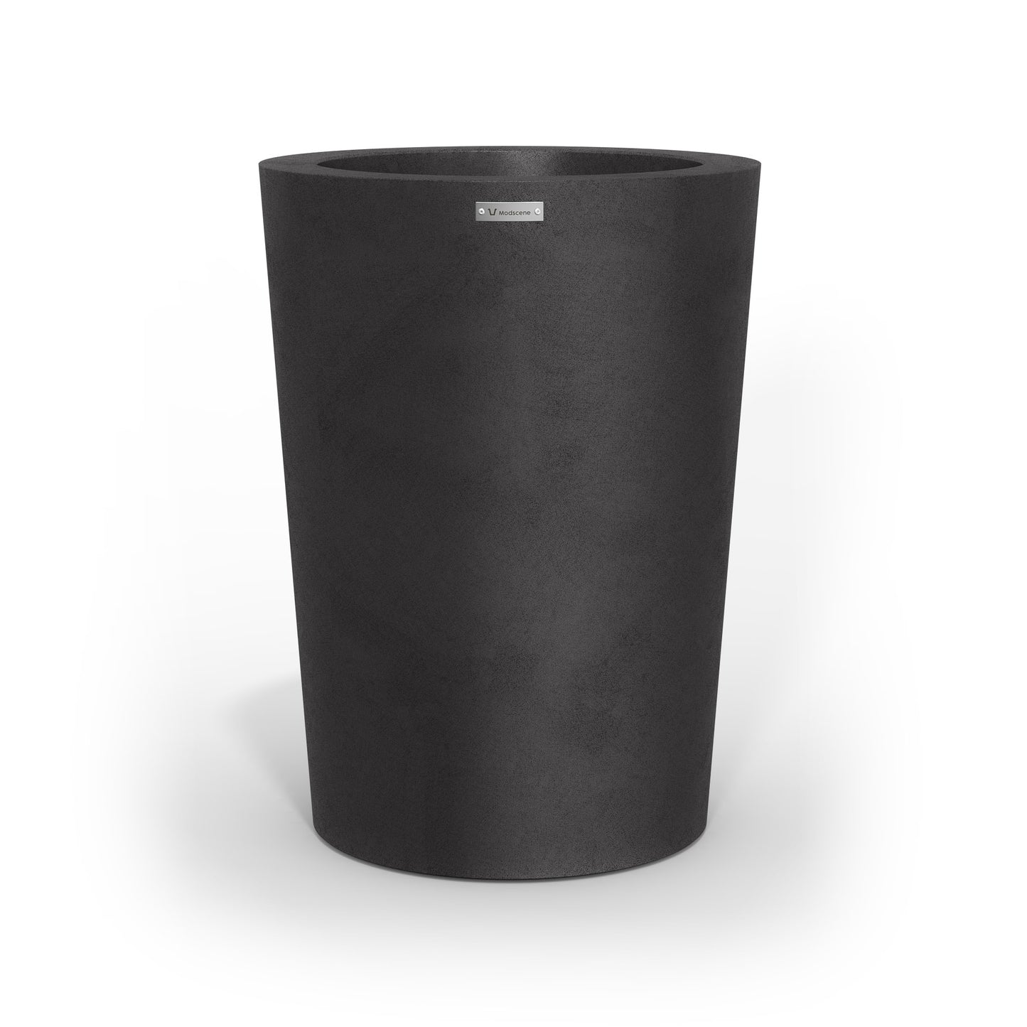 A modern style planter pot in a matte black colour. Made by Modscene NZ.