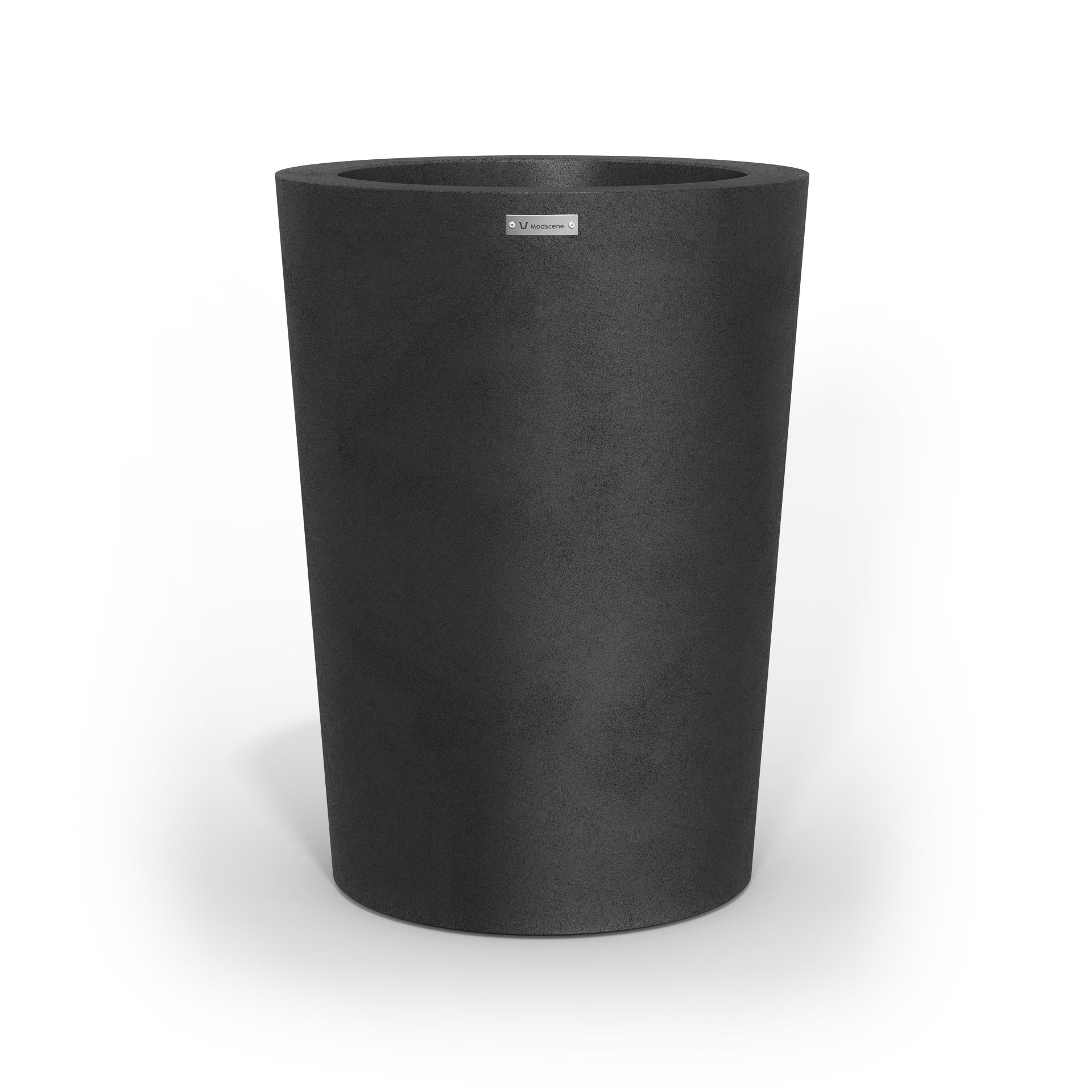 A modern style planter pot in a matte black colour. Made by Modscene NZ.