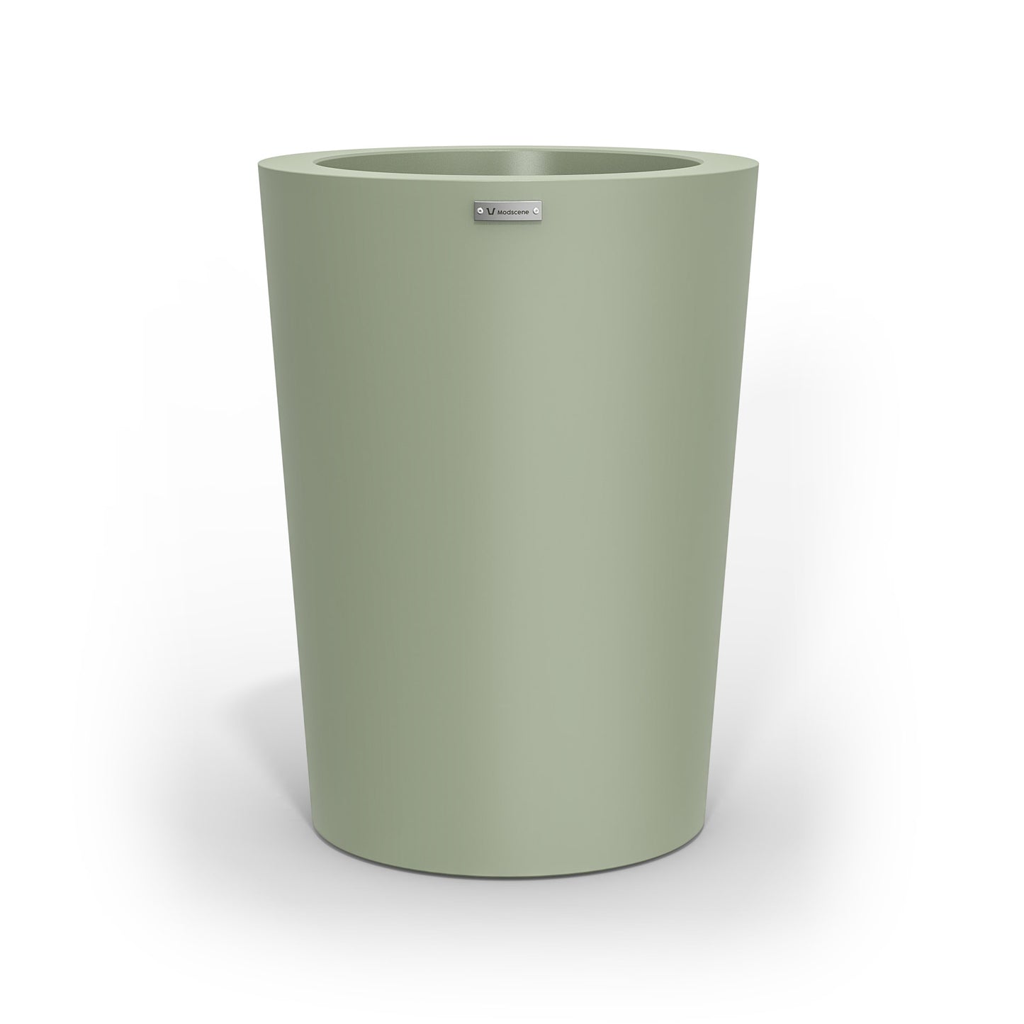 A modern style planter pot in a pastel green colour. Made by Modscene NZ.