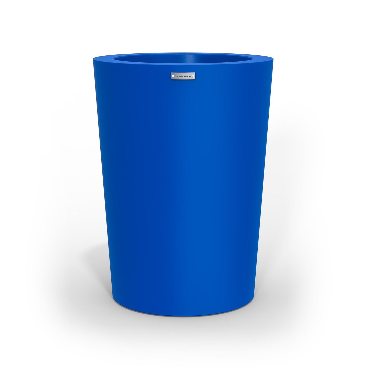A modern style planter pot in a deep blue colour. Made by Modscene NZ.