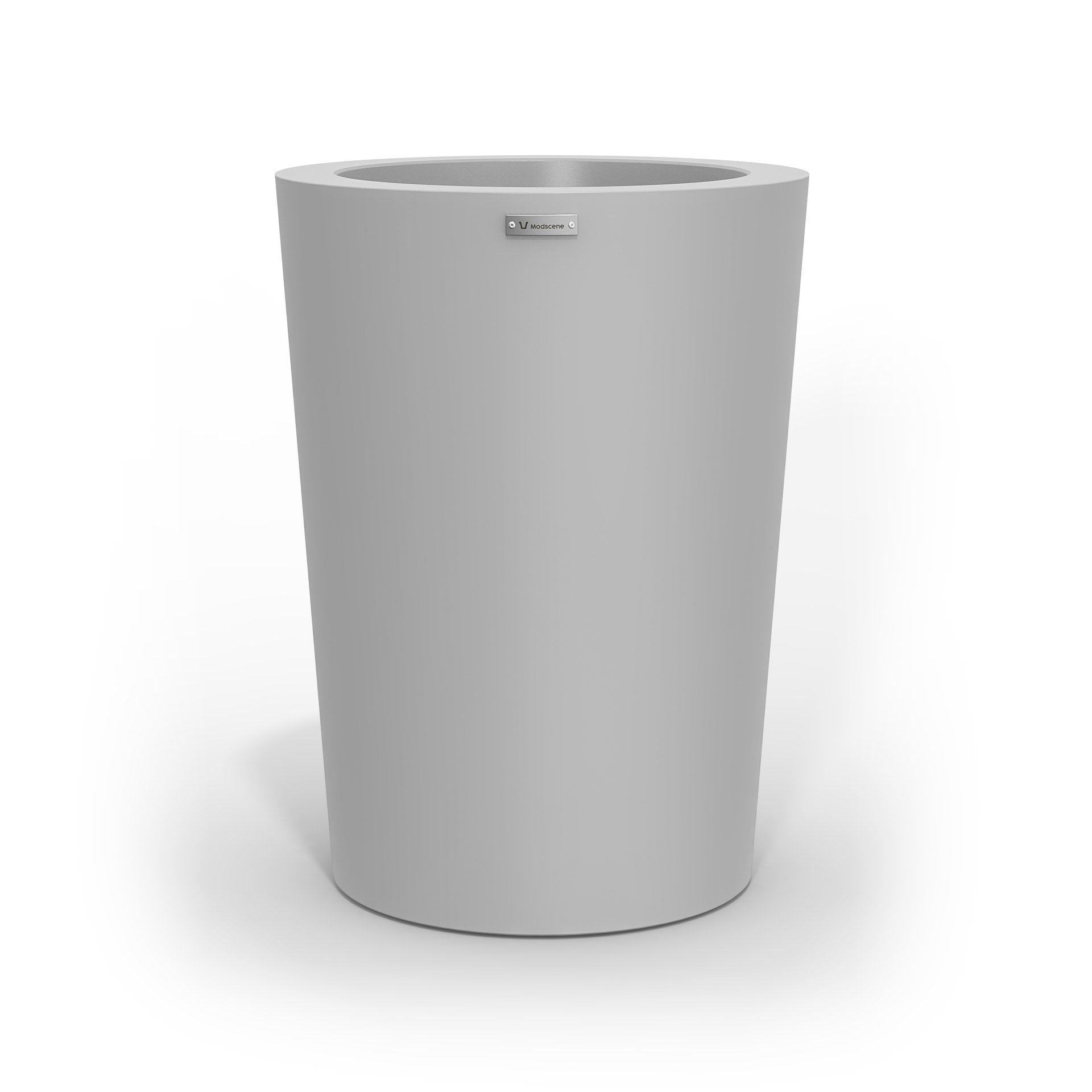 A modern style planter pot in a light grey colour. Made by Modscene NZ.