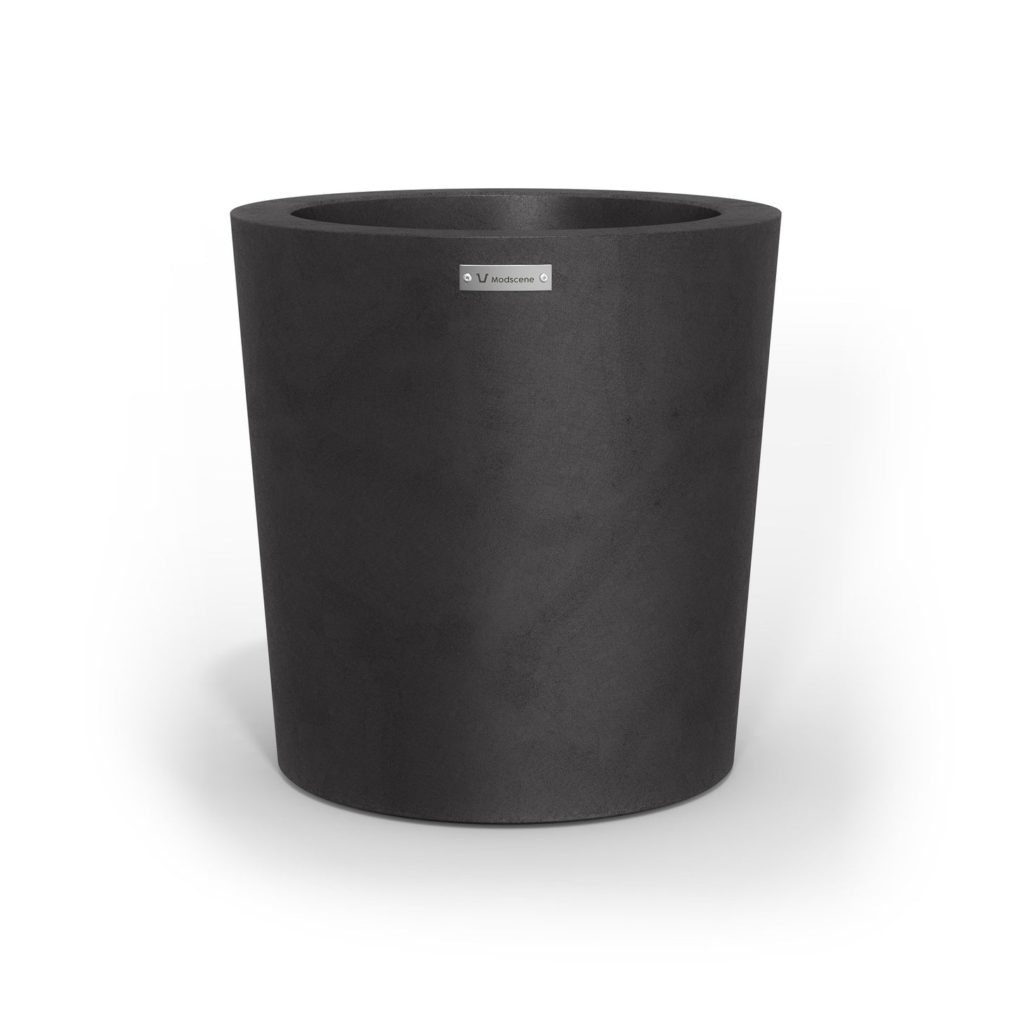A matte black planter pot made by Modscene New Zealand.