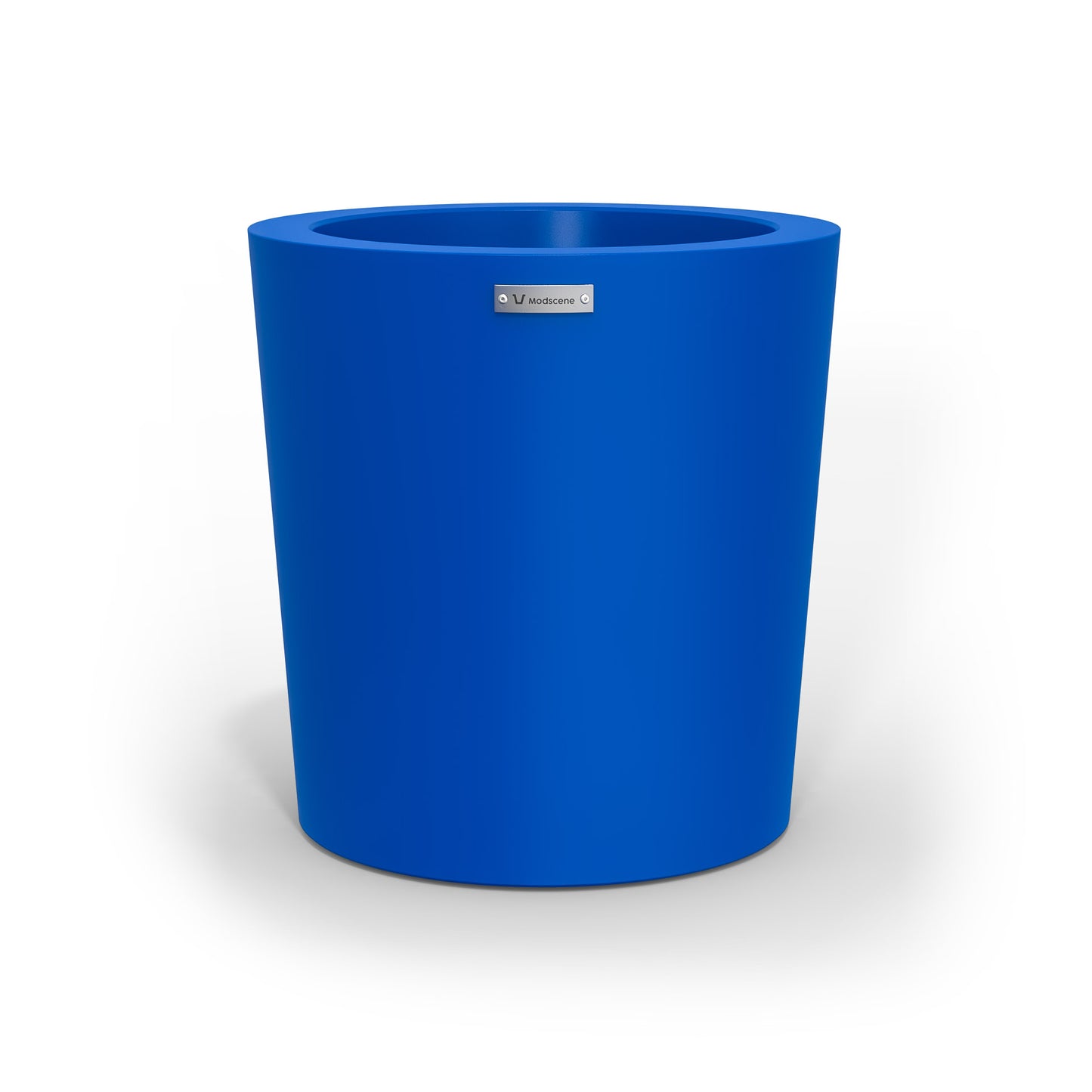 A modern style planter pot in a deep blue colour. Made by Modscene NZ.