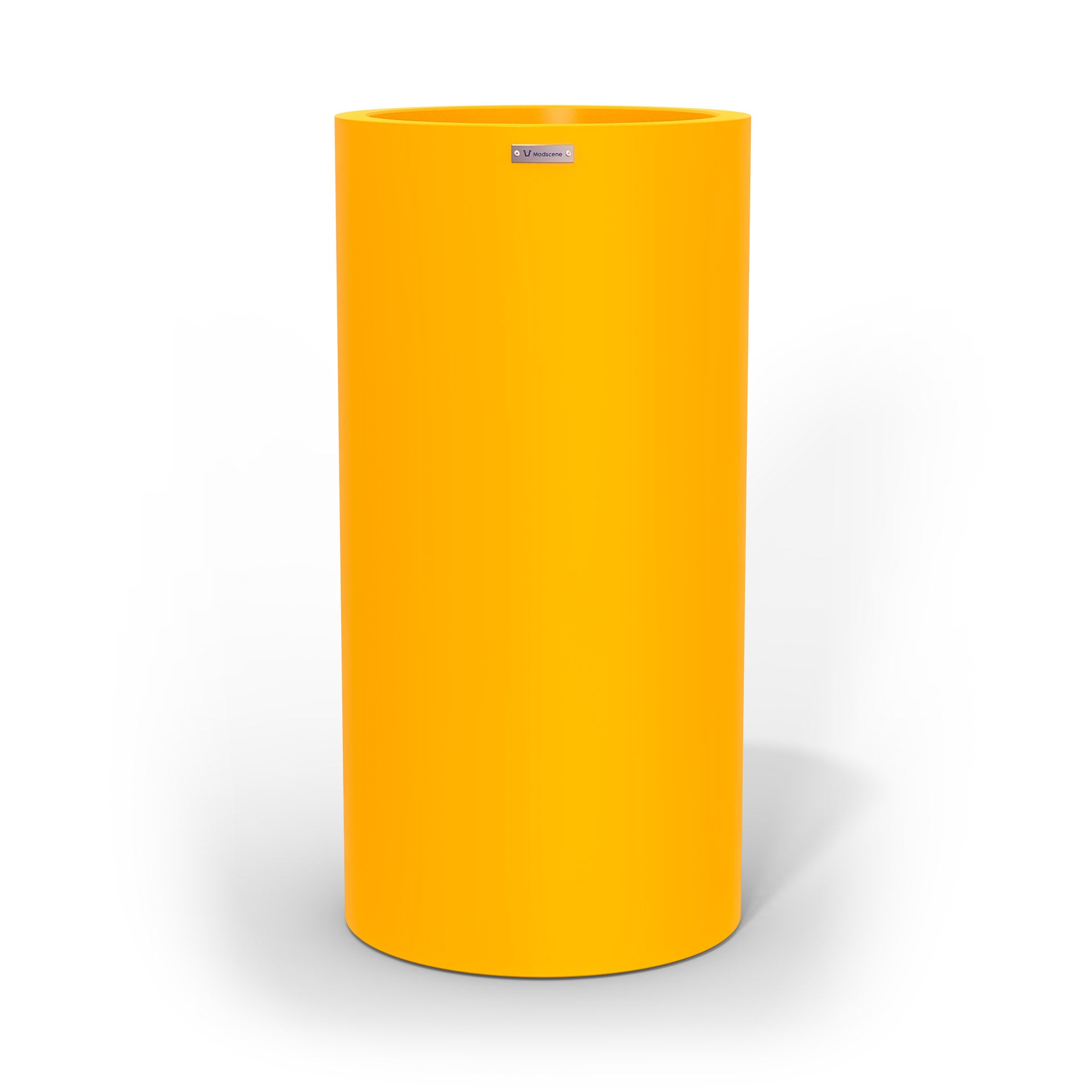 A tall yellow planter pot made by Modscene New Zealand.