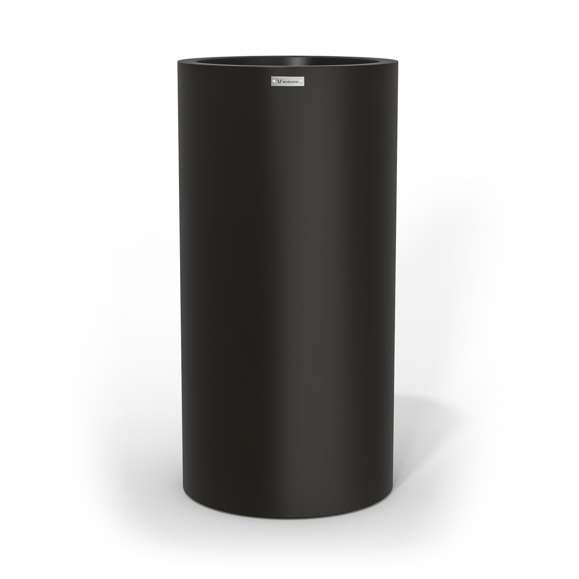 A tall black planter pot made by Modscene New Zealand.