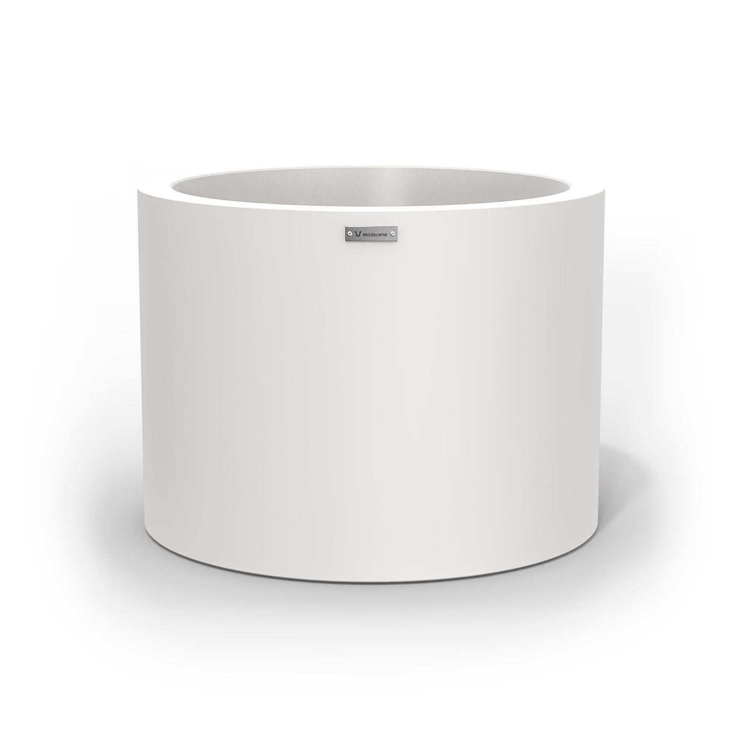 A cylinder shaped pot planter in white made by Modscene NZ.