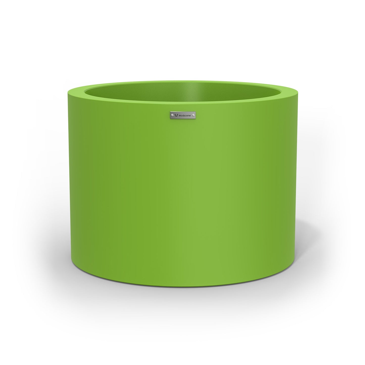 A cylinder shaped pot planter in green made by Modscene New Zealand.