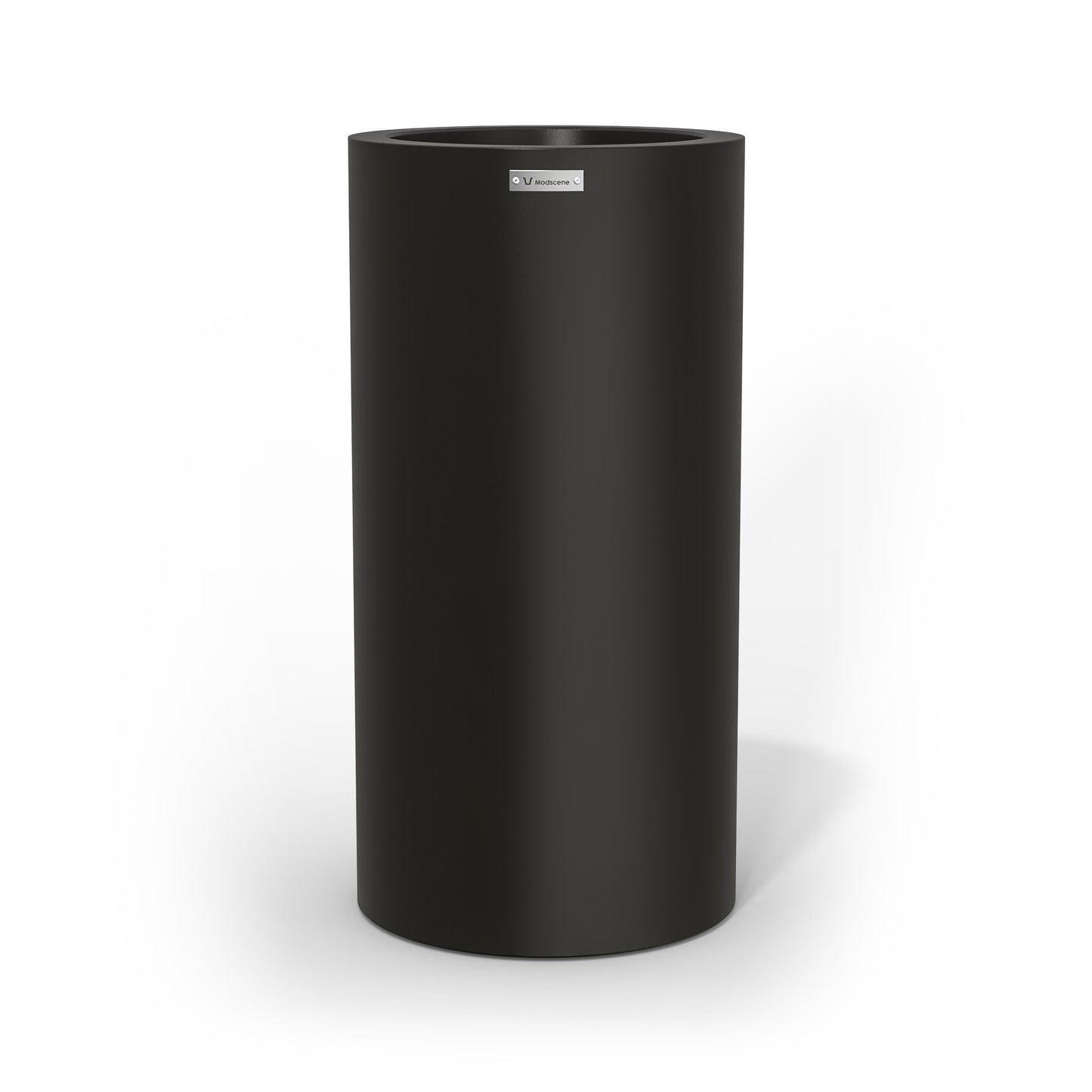 A large cigar cylinder pot planter in black made by Modscene NZ.