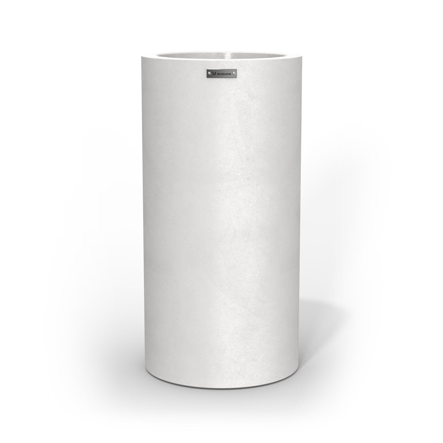 A large cigar cylinder pot planter in a frosted white colour.