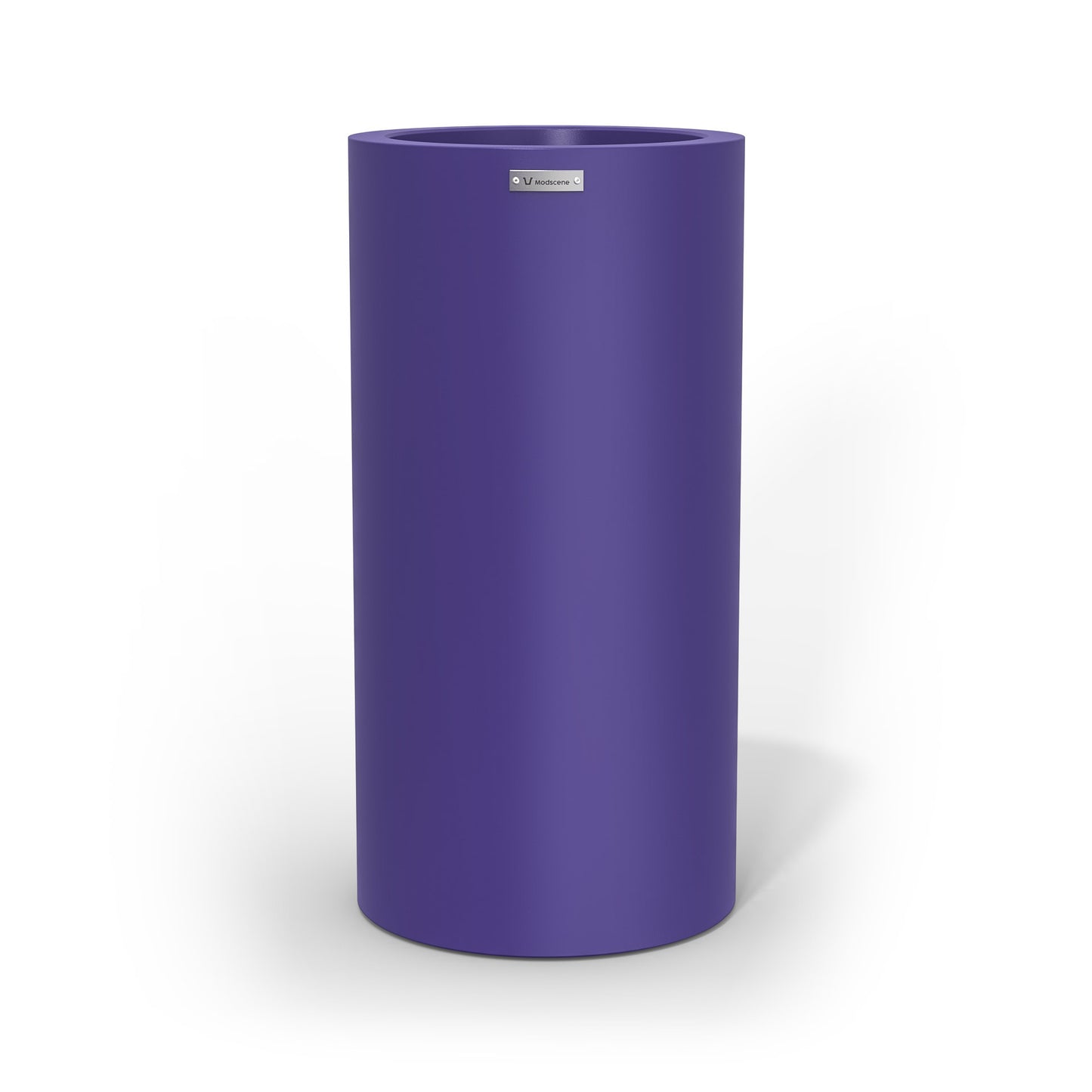 A large cigar cylinder pot planter in a lavender colour.