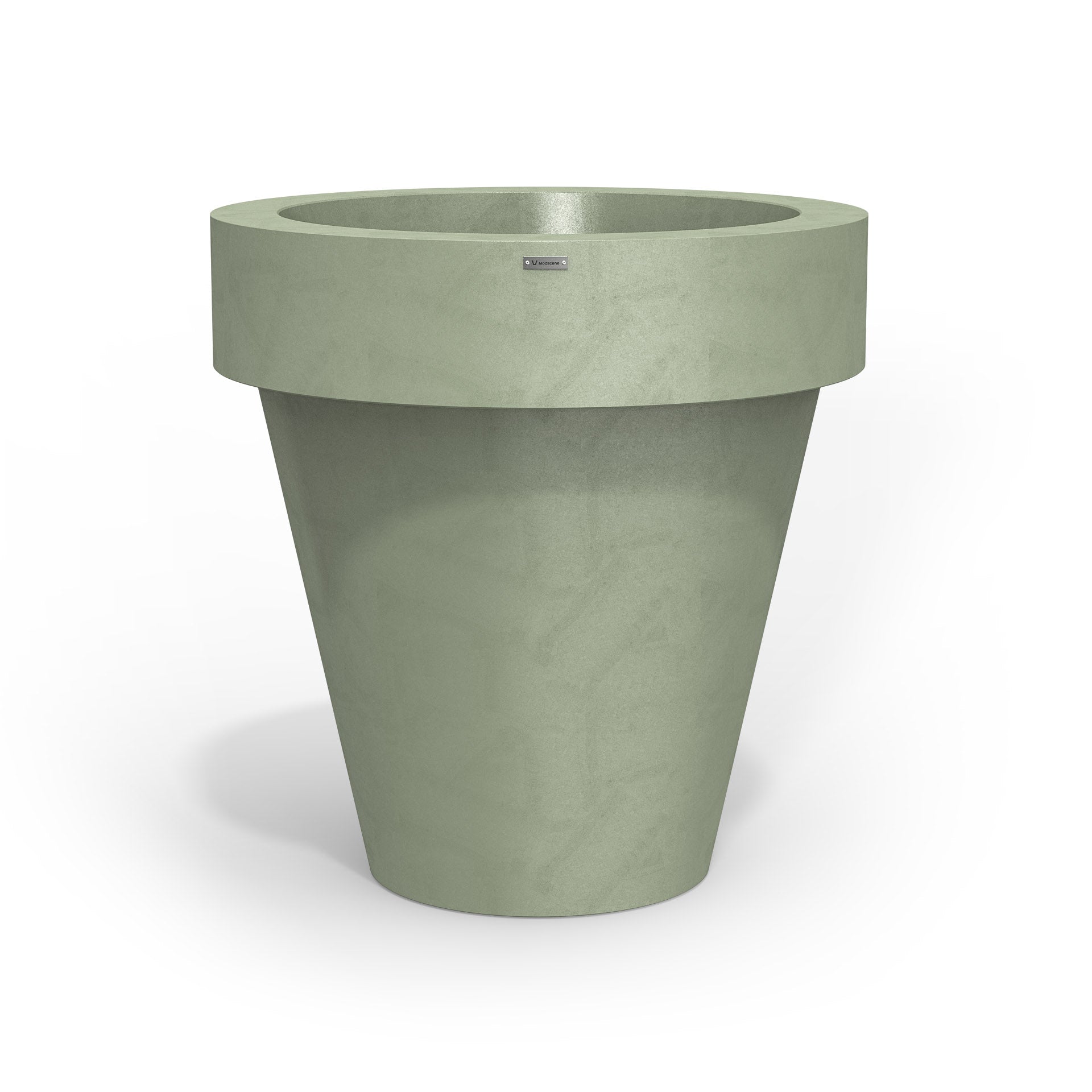 Extra large Modscene planter pot in a pastel green colour and concrete finish.