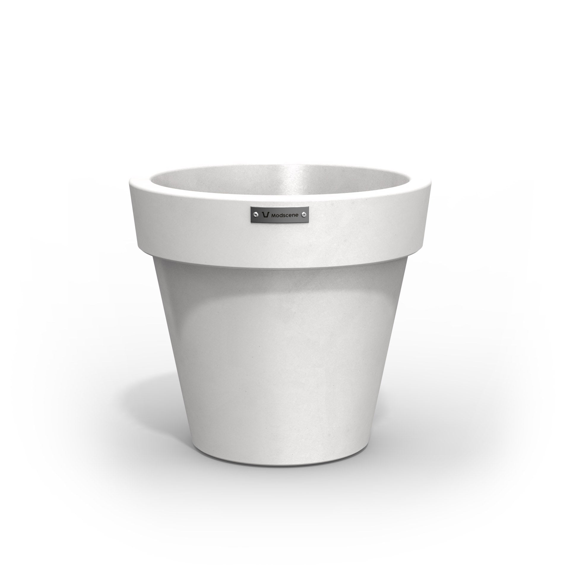 Matte White Modscene plastic planter pot made in NZ.
