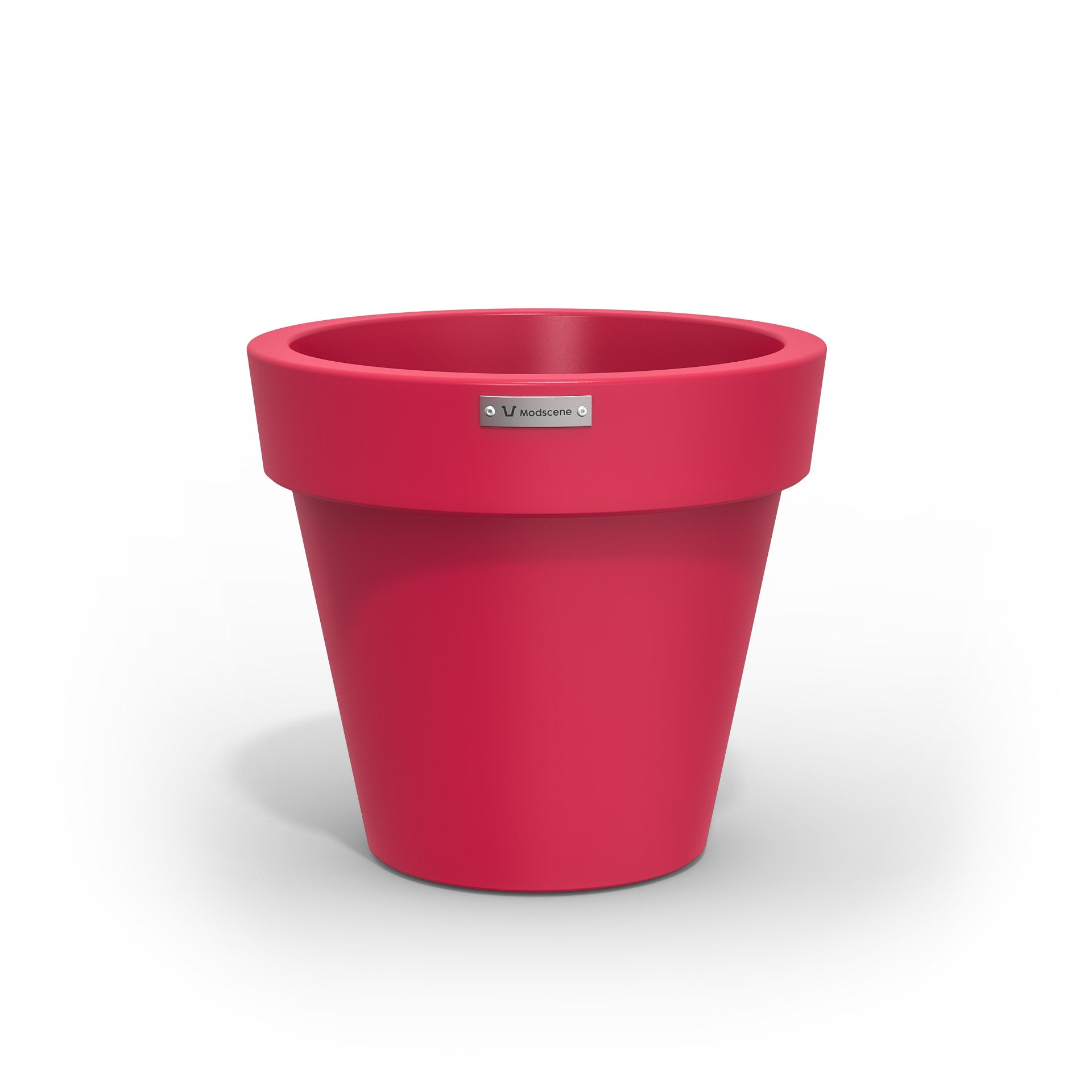 Small Modscene plastic planter pot in a pink colour. NZ made.