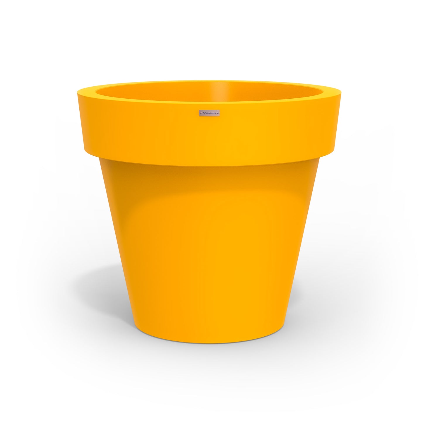 Yellow Modscene plastic planter pot that is large in size. NZ made.