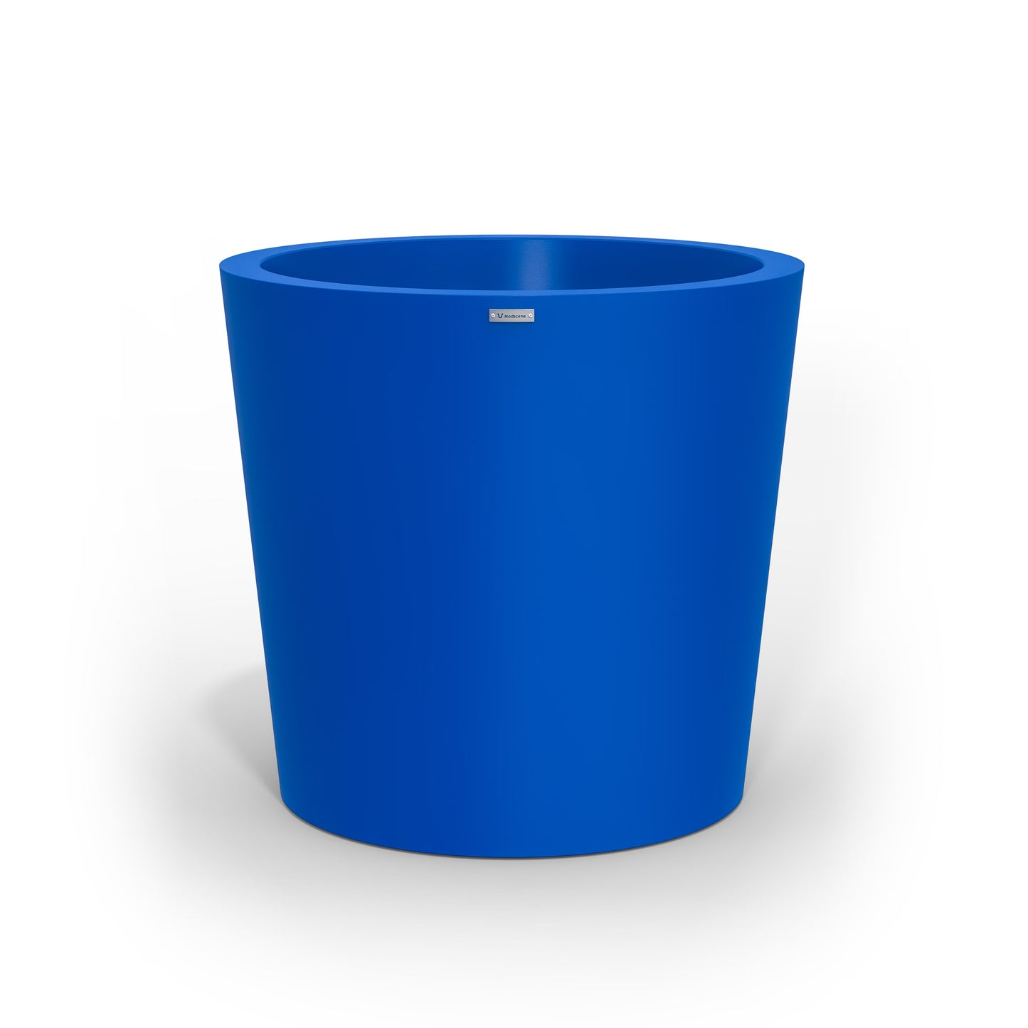 A large Modscene pot planter in a deep blue colour.