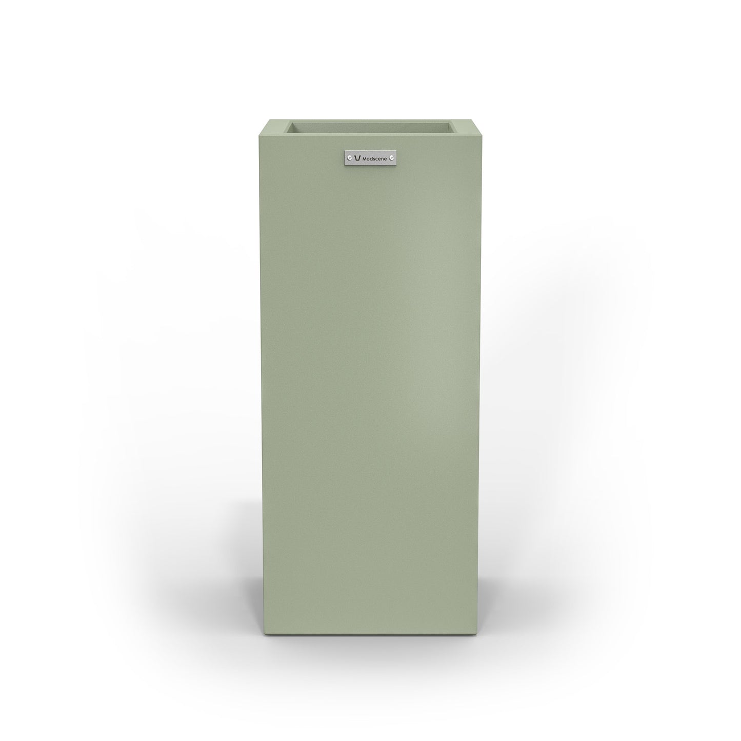 A slim cube planter pot by Modscene New Zealand. The planter is a pastel green colour.