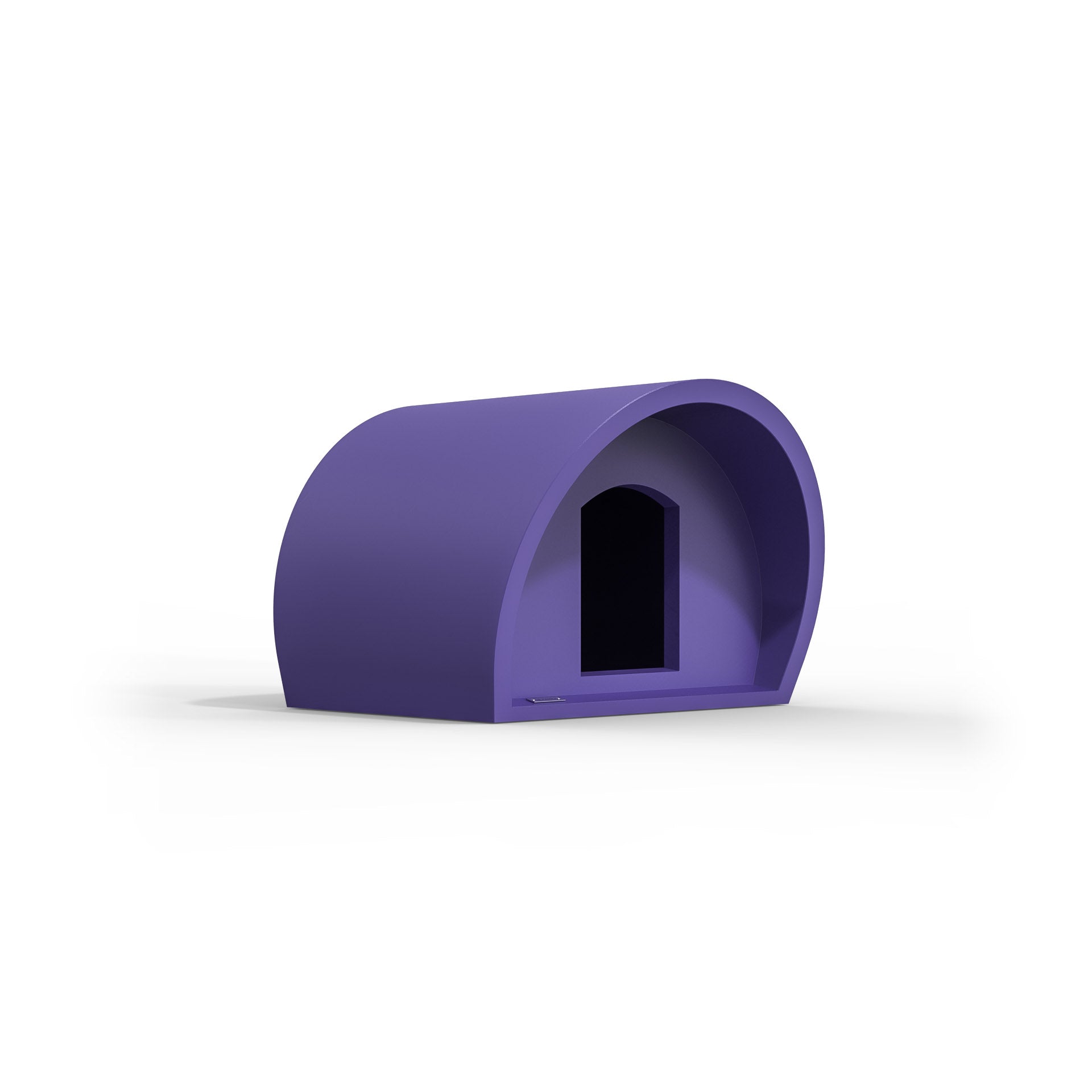 A modern purple dog kennel made by Modscene New Zealand.