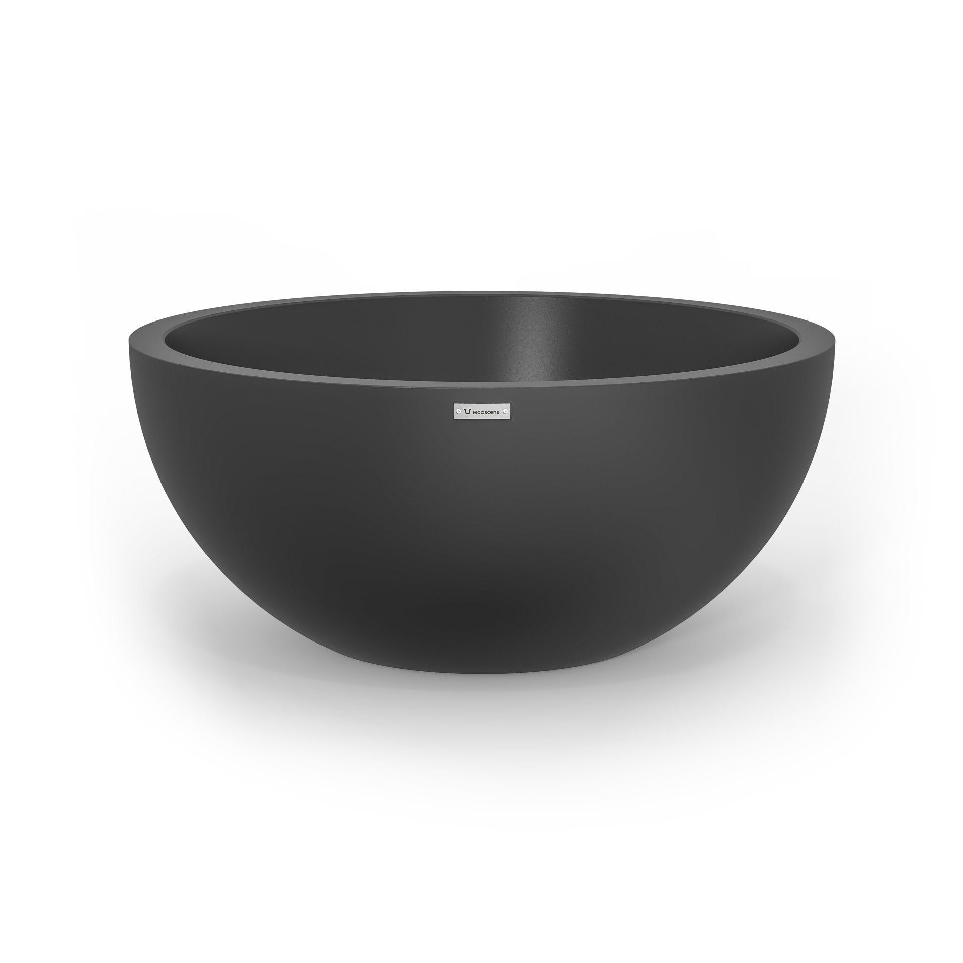 A large Modscene planter bowl in a dark grey colour.