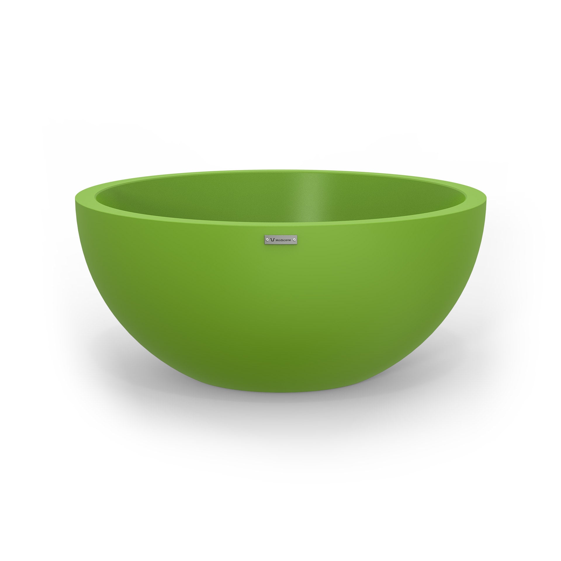 A large Modscene bowl shaped planter pot in green.