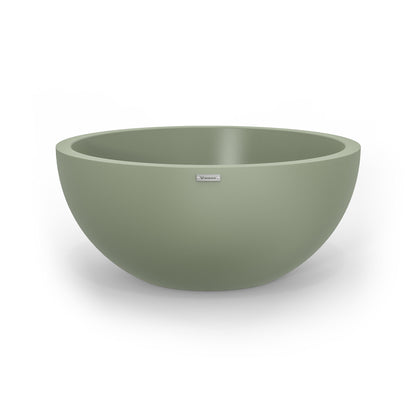 A large Modscene bowl shaped planter pot in a pastel green colour.