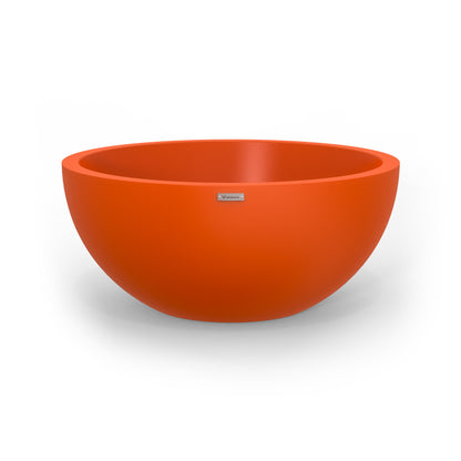 A large Modscene bowl shaped planter pot in a orange colour. NZ made.