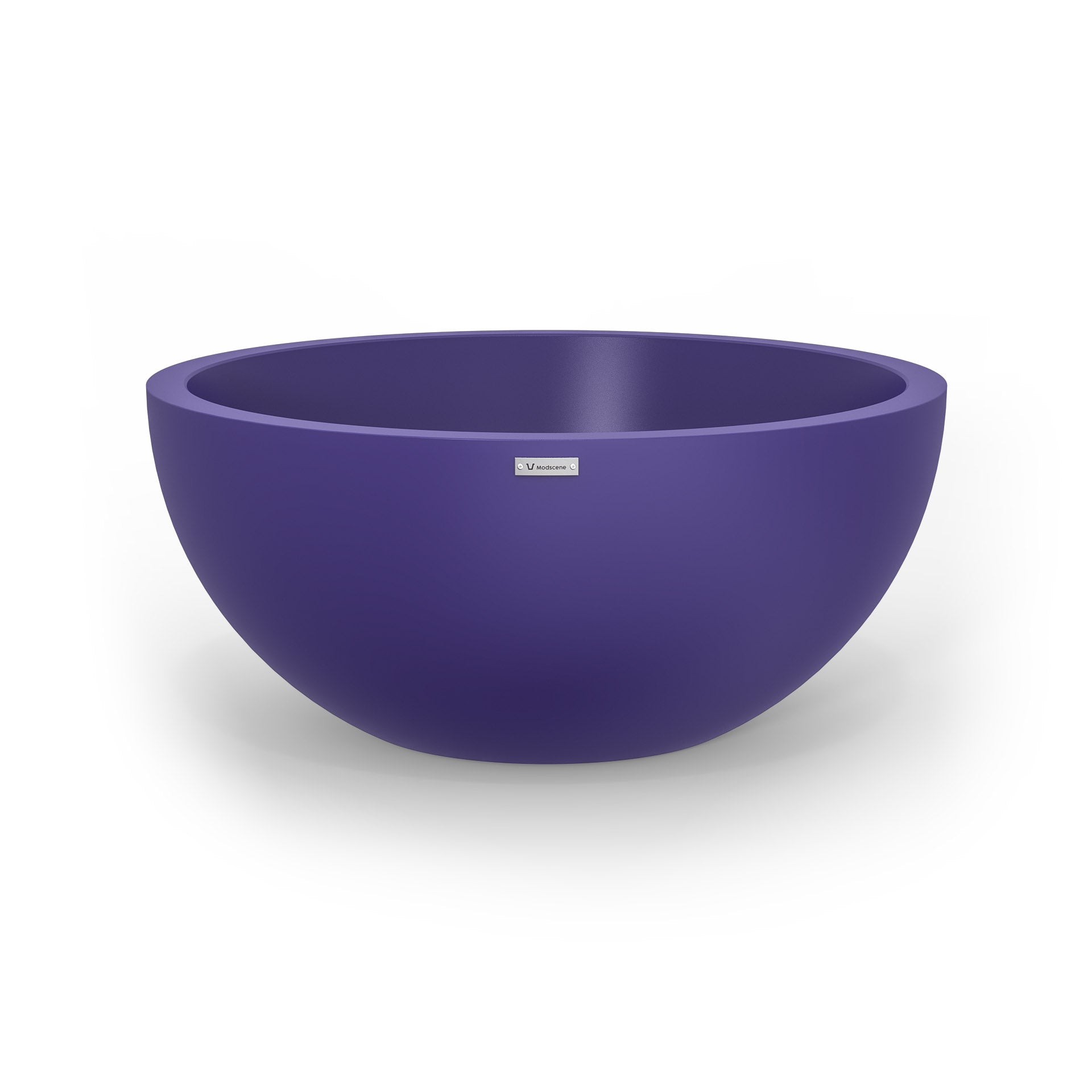 A large Modscene bowl shaped planter pot in a purple colour.