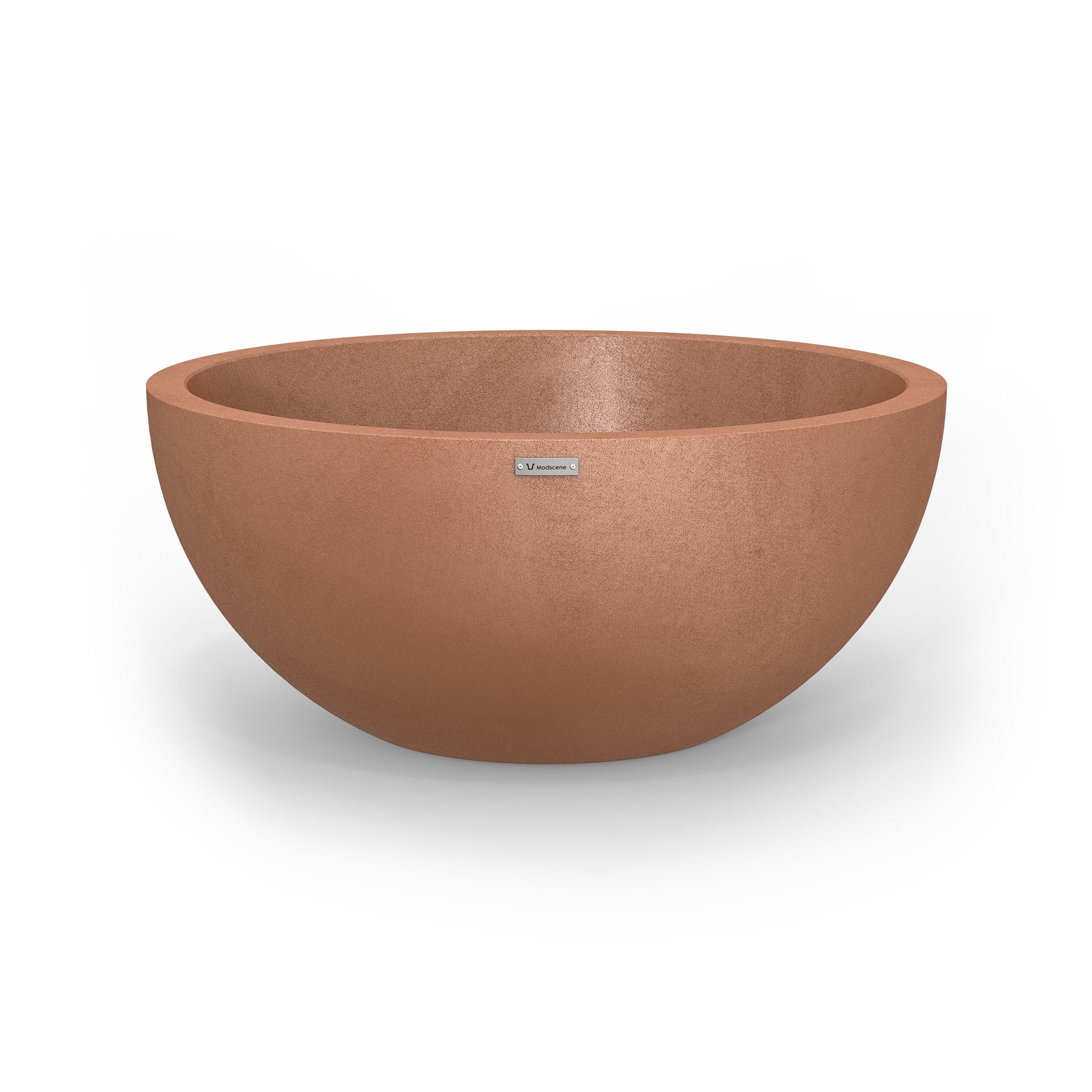 A large Modscene planter bowl in a rustic terracotta colour.