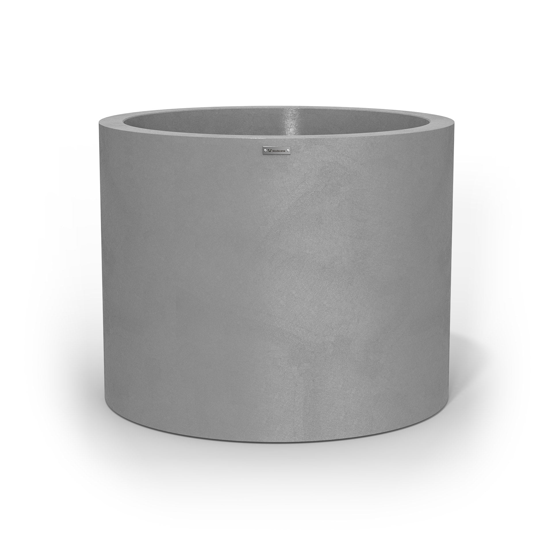 An extra large cylinder pot planter in a concrete colour. Made by Modscene NZ.