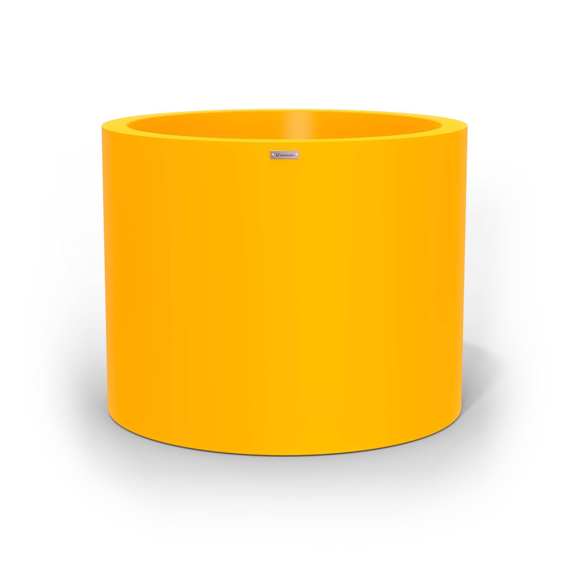 An extra large cylinder pot planter in yellow. Made by Modscene New Zealand.