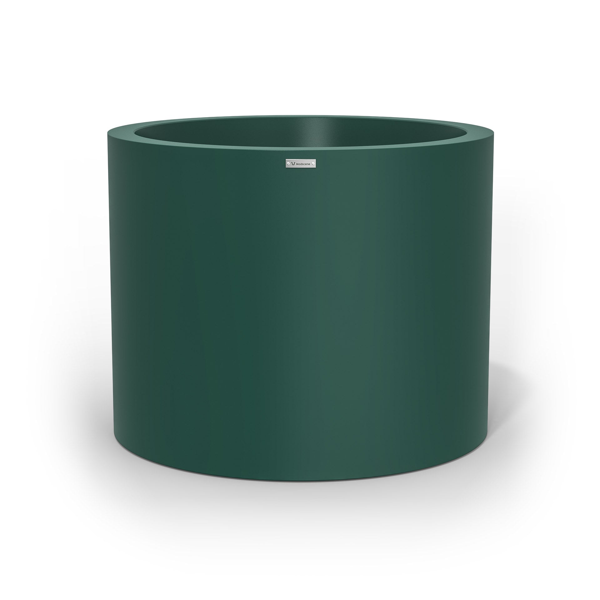 An extra large cylinder pot planter in an emerald green colour. Made by Modscene NZ.