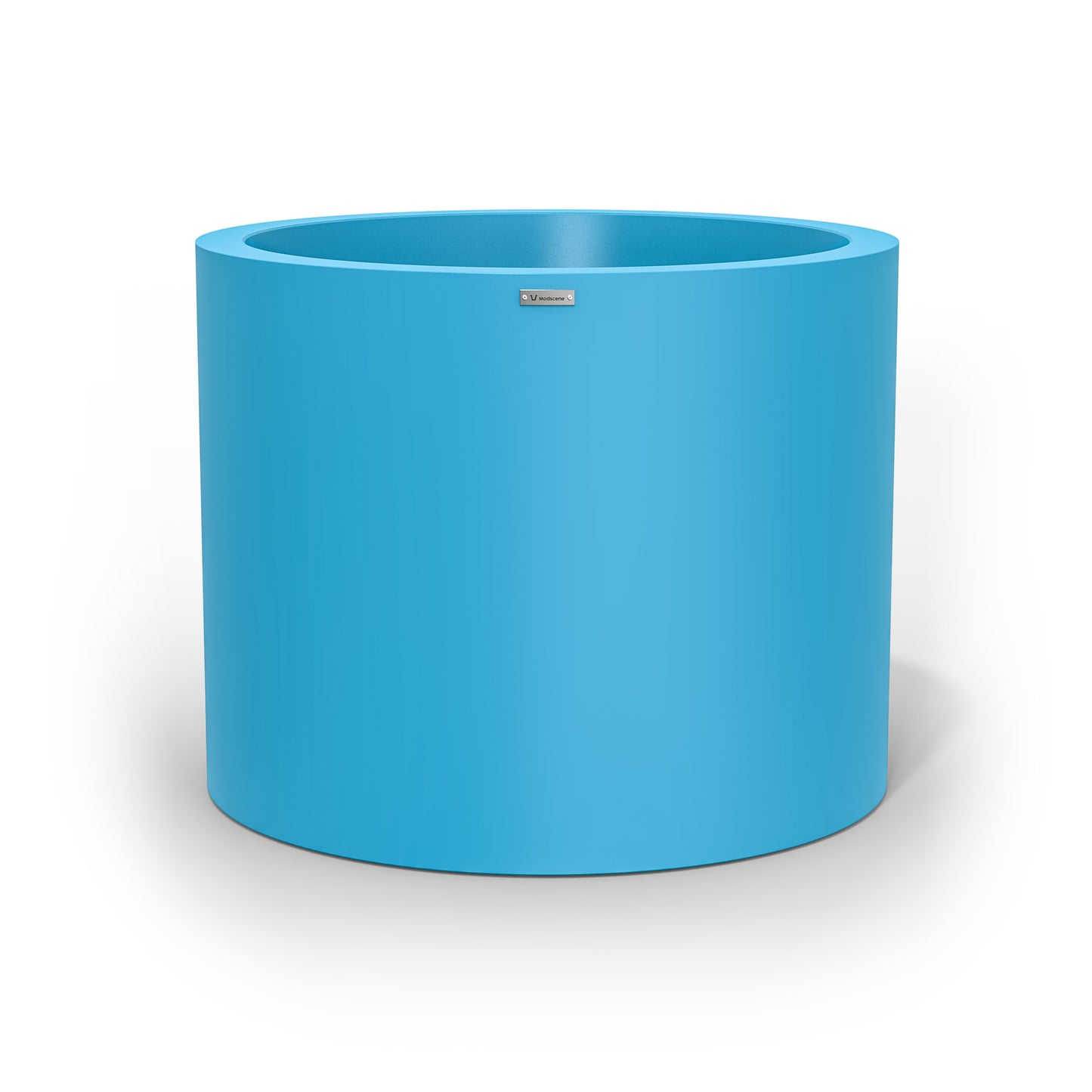 An extra large cylinder pot planter in blue. Made by Modscene NZ.