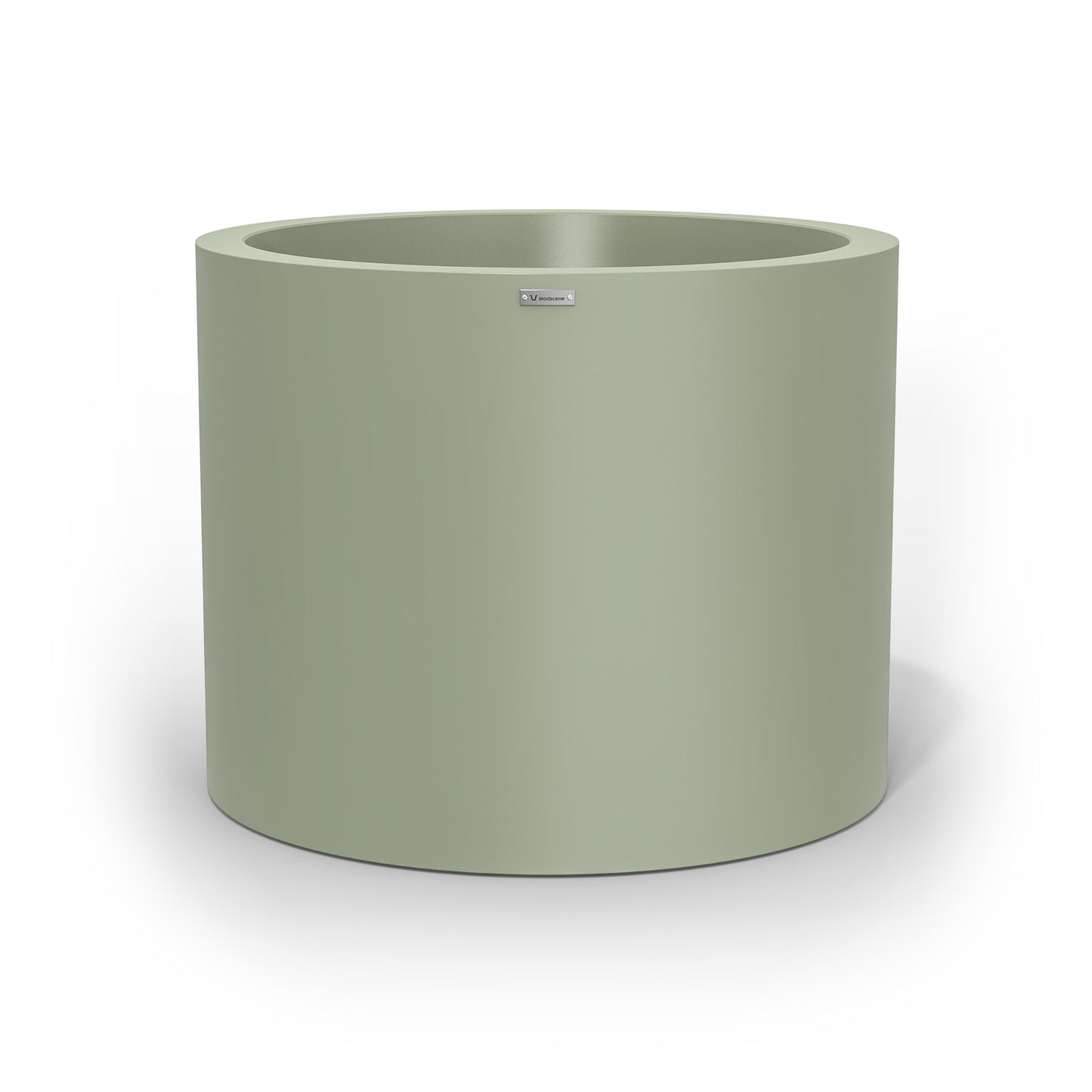 An extra large cylinder pot planter in a moss green colour. Made by Modscene NZ.