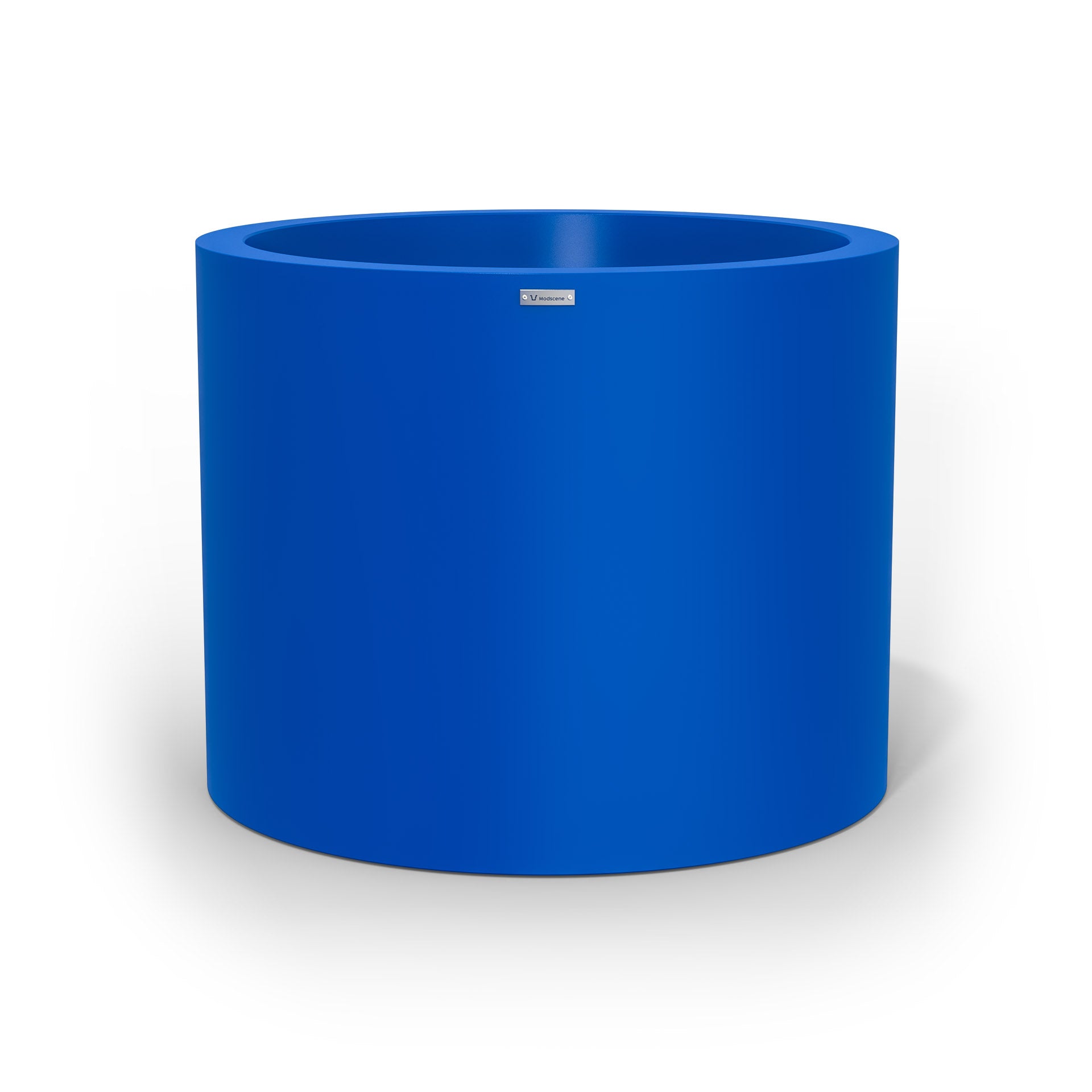 An extra large cylinder pot planter in a deep blue colour. Made by Modscene NZ.