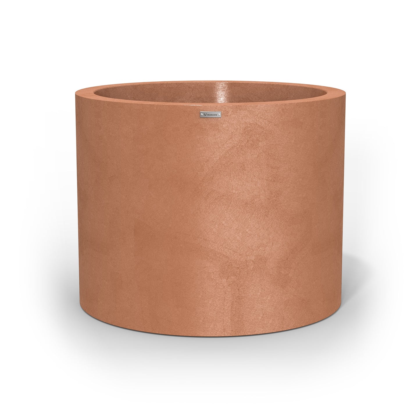 A giant cylinder pot planter in a rustic terracotta colour. Made in NZ.