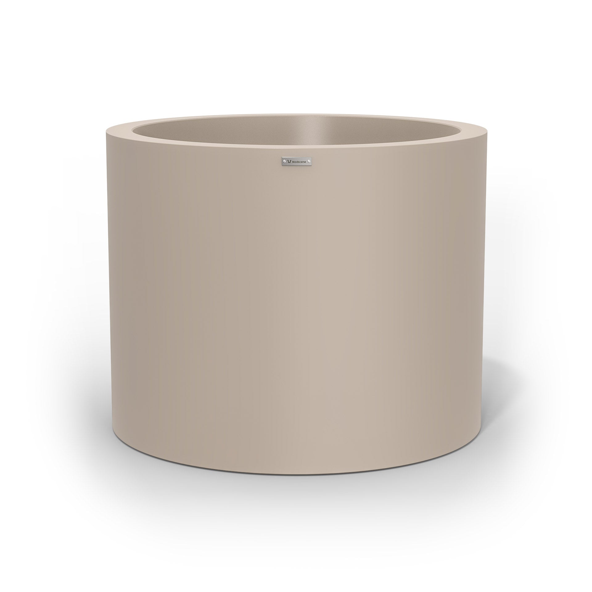 A giant cylinder pot planter in a sandstone colour. Made in New Zealand.