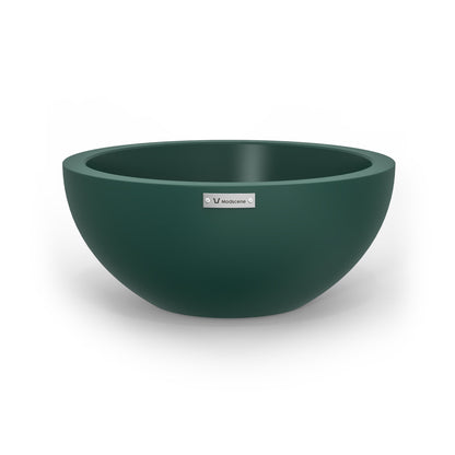 A small Modscene planter bowl in a dark green colour.